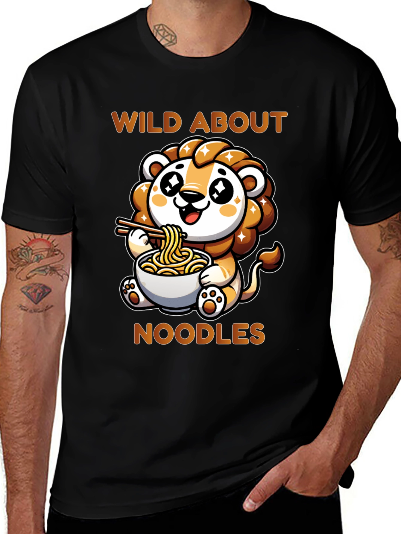 Variant 10 of Cute Lion Noodles T-Shirt - Wild About Noodles Design