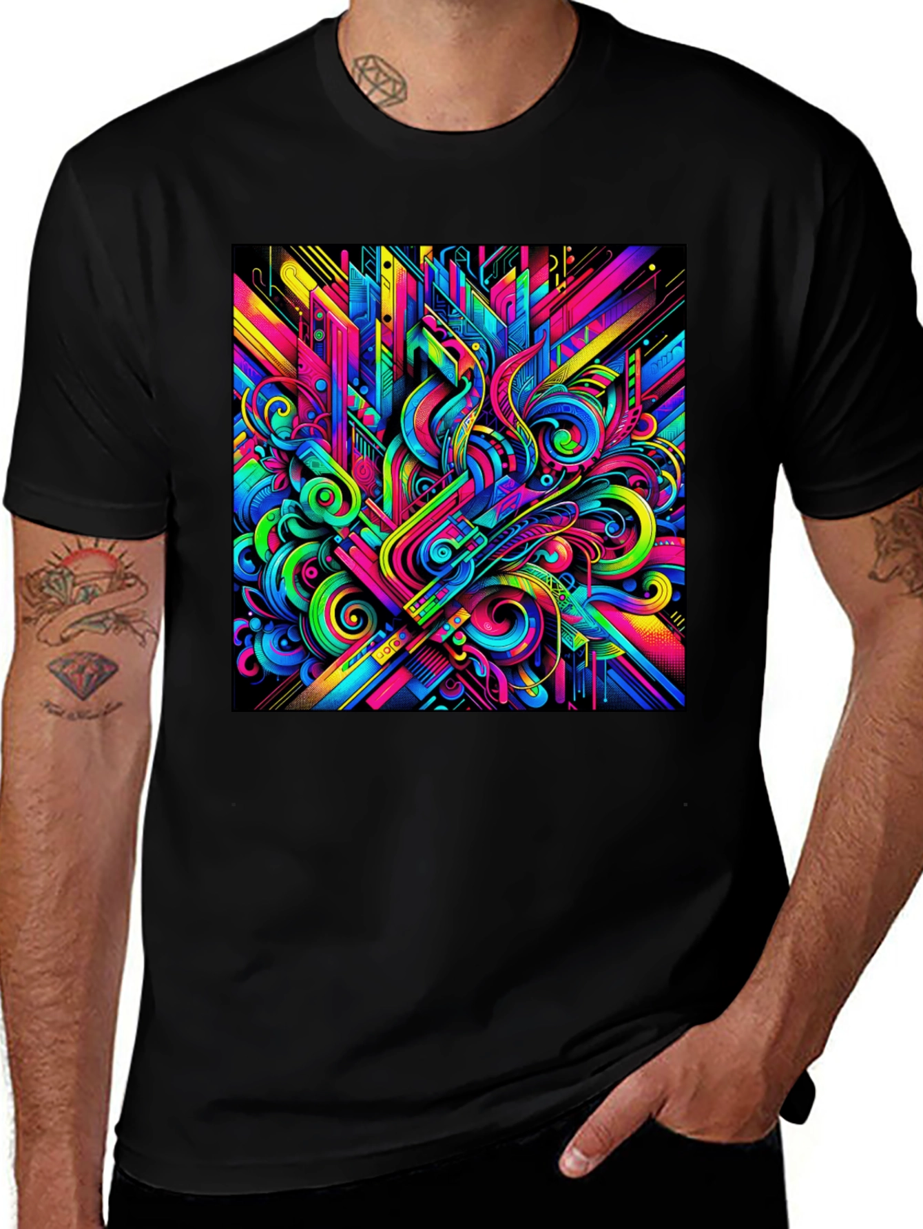 Variant 15 of Psychedelic Abstract Art Black T-Shirt