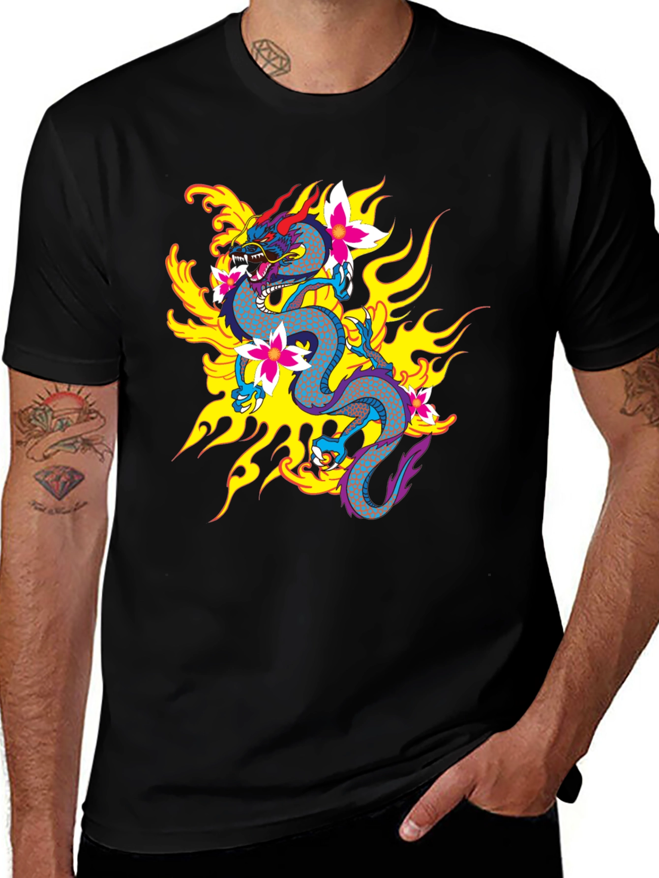 Variant 10 of Dragon Fire Men's Graphic Tee - Unique Design