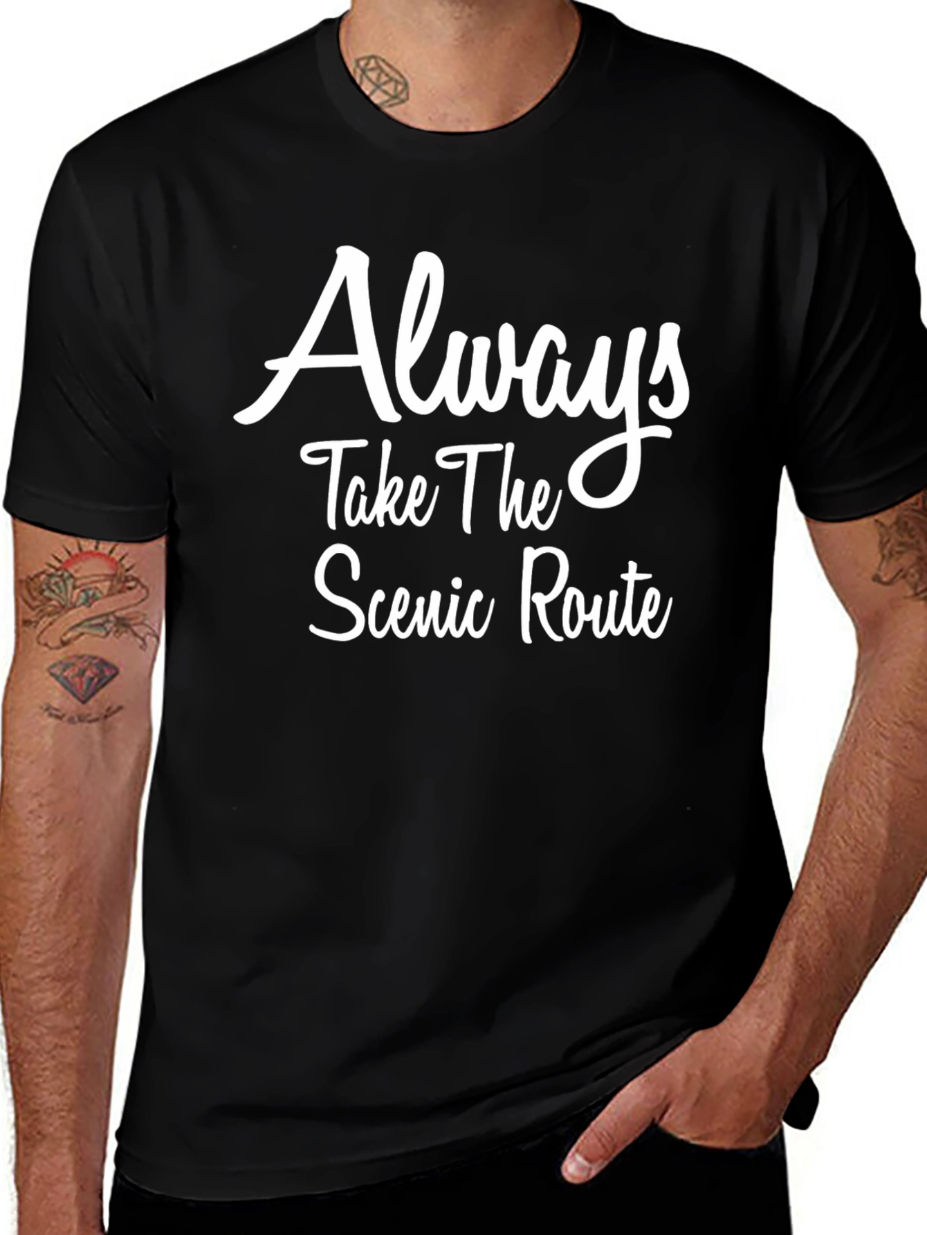 Scenic Route Black T-Shirt - Inspirational Graphic Tee