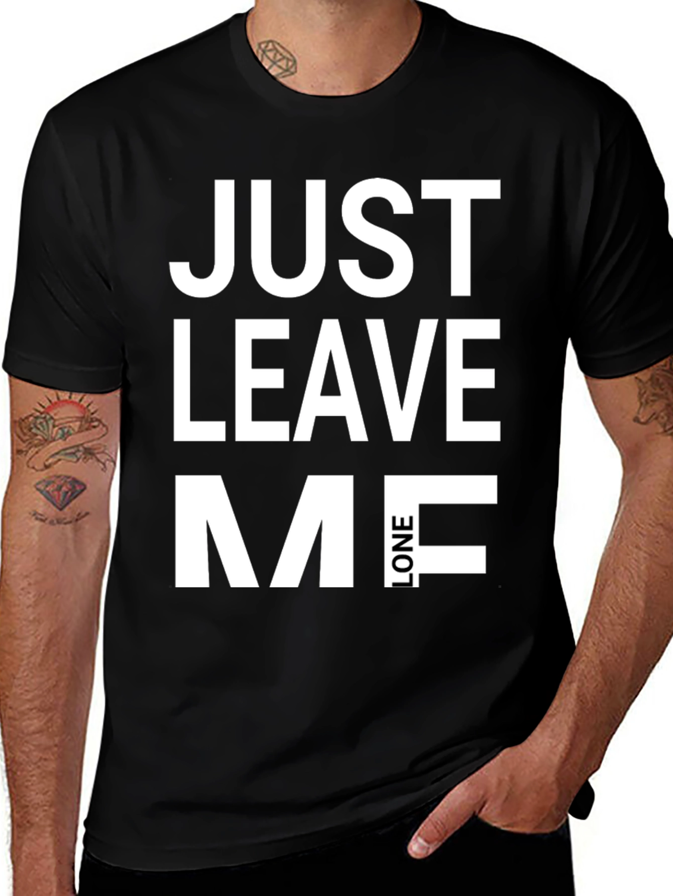 Variant 20 of Just Leave Me Alone Graphic Tee - Black