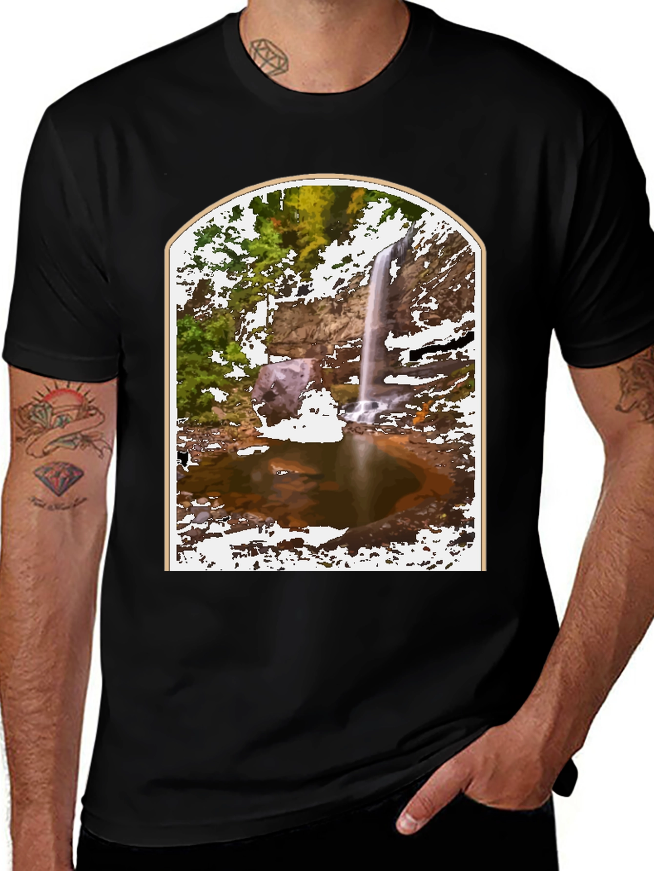 Variant 8 of Waterfall Design Graphic T-Shirt - Nature Lover's Tee
