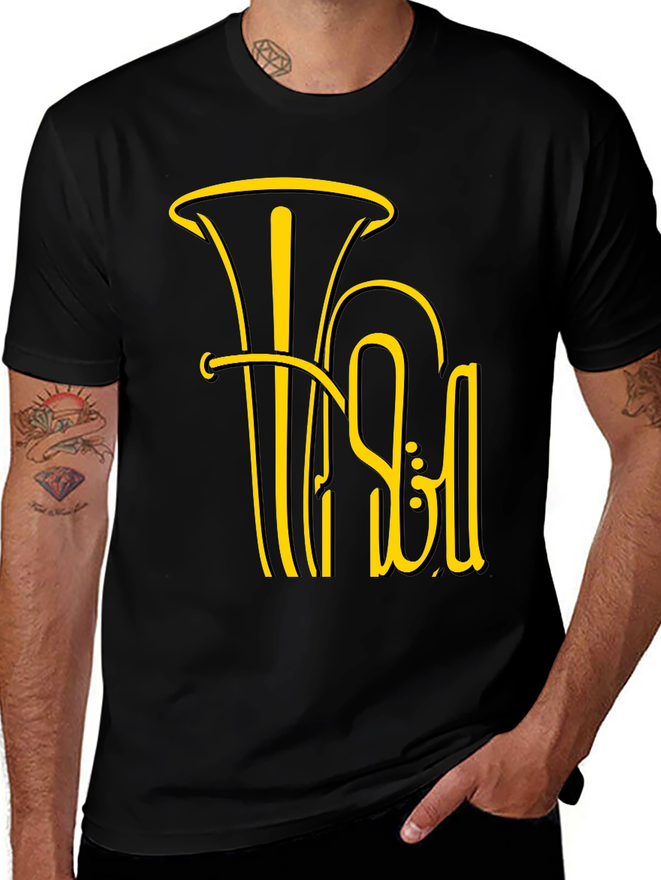 Variant 13 of Tuba Graphic Tee - Musician's Black Cotton T-Shirt