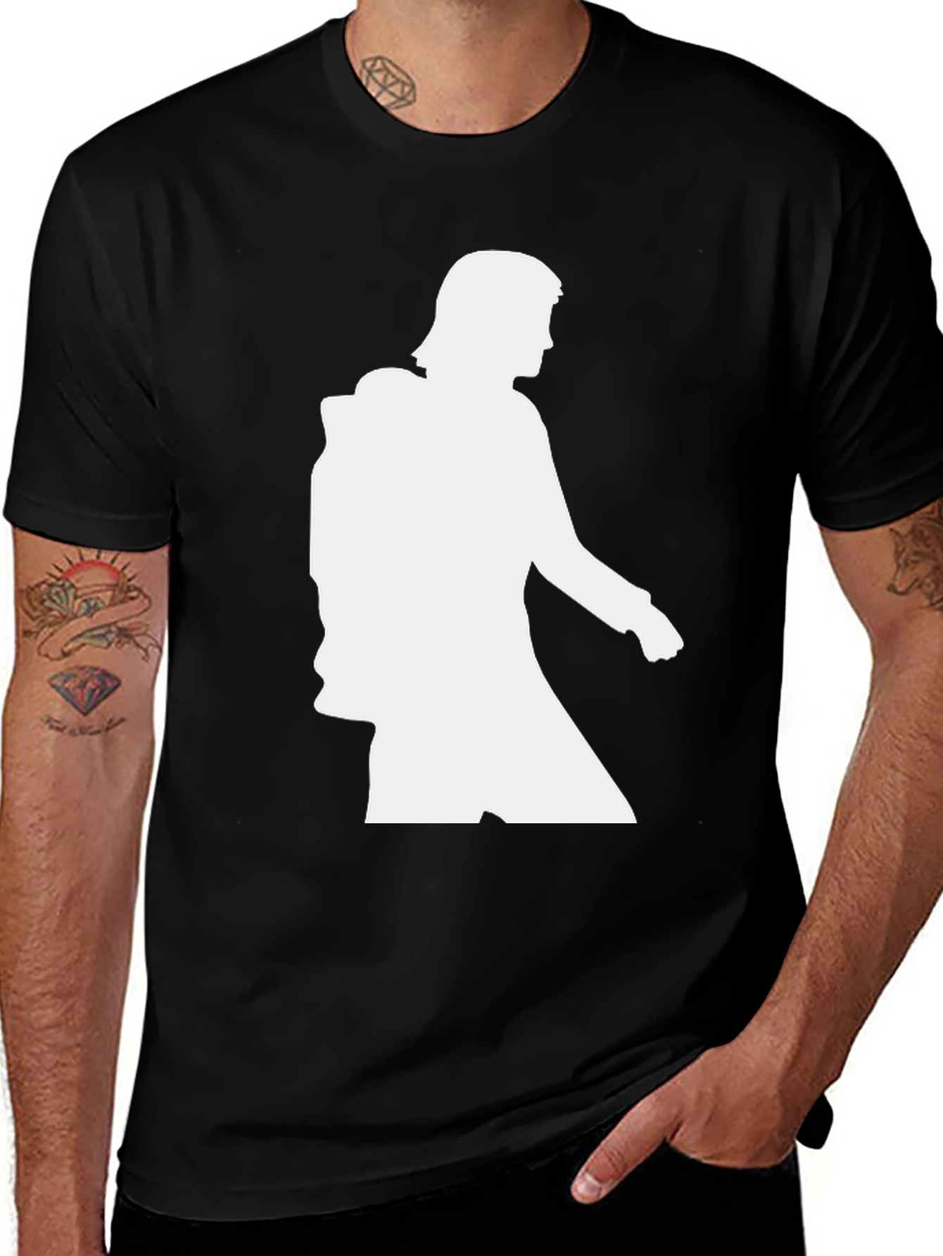 Variant 28 of White Silhouette on Black T-Shirt