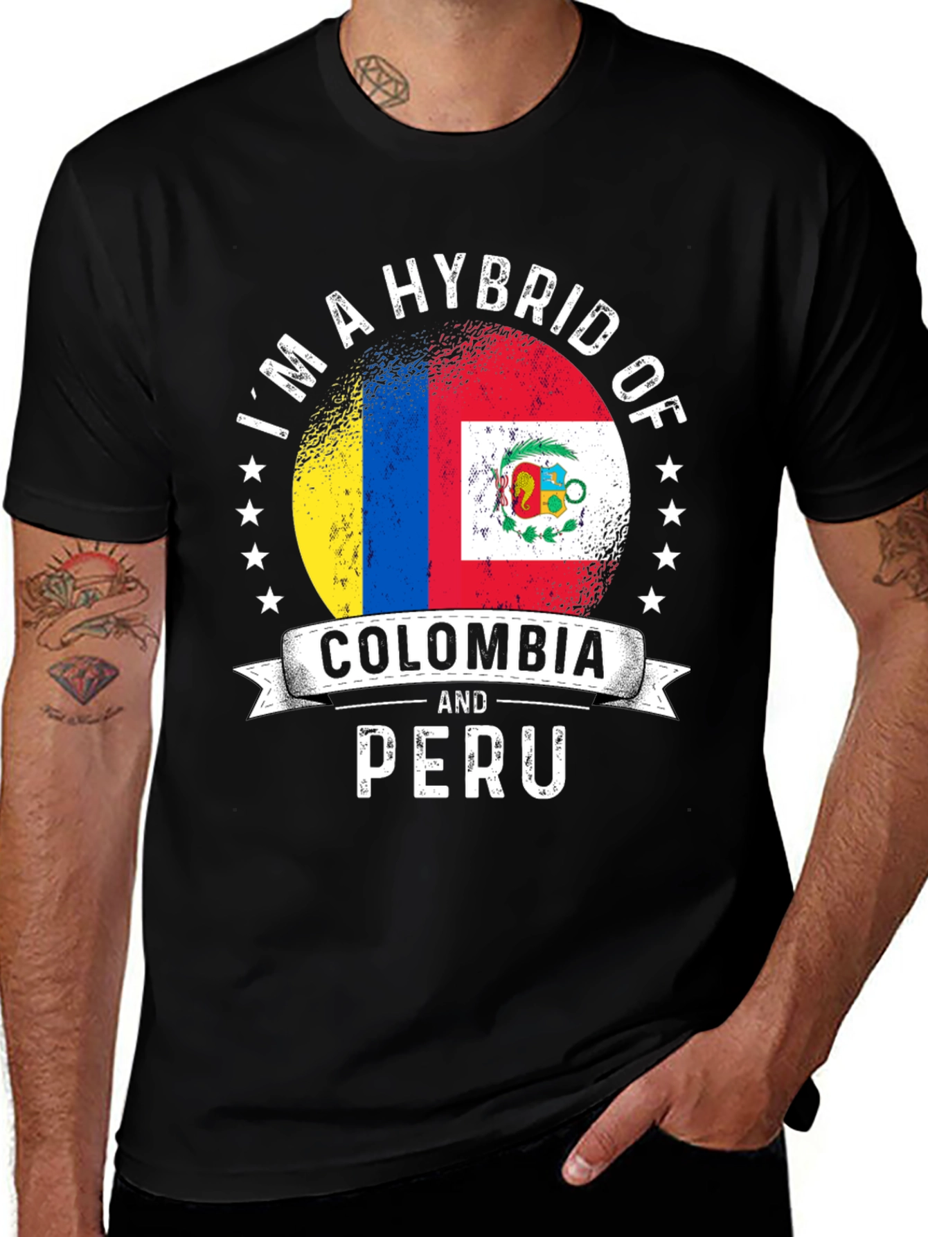 Hybrid Colombia Peru Flag T-Shirt