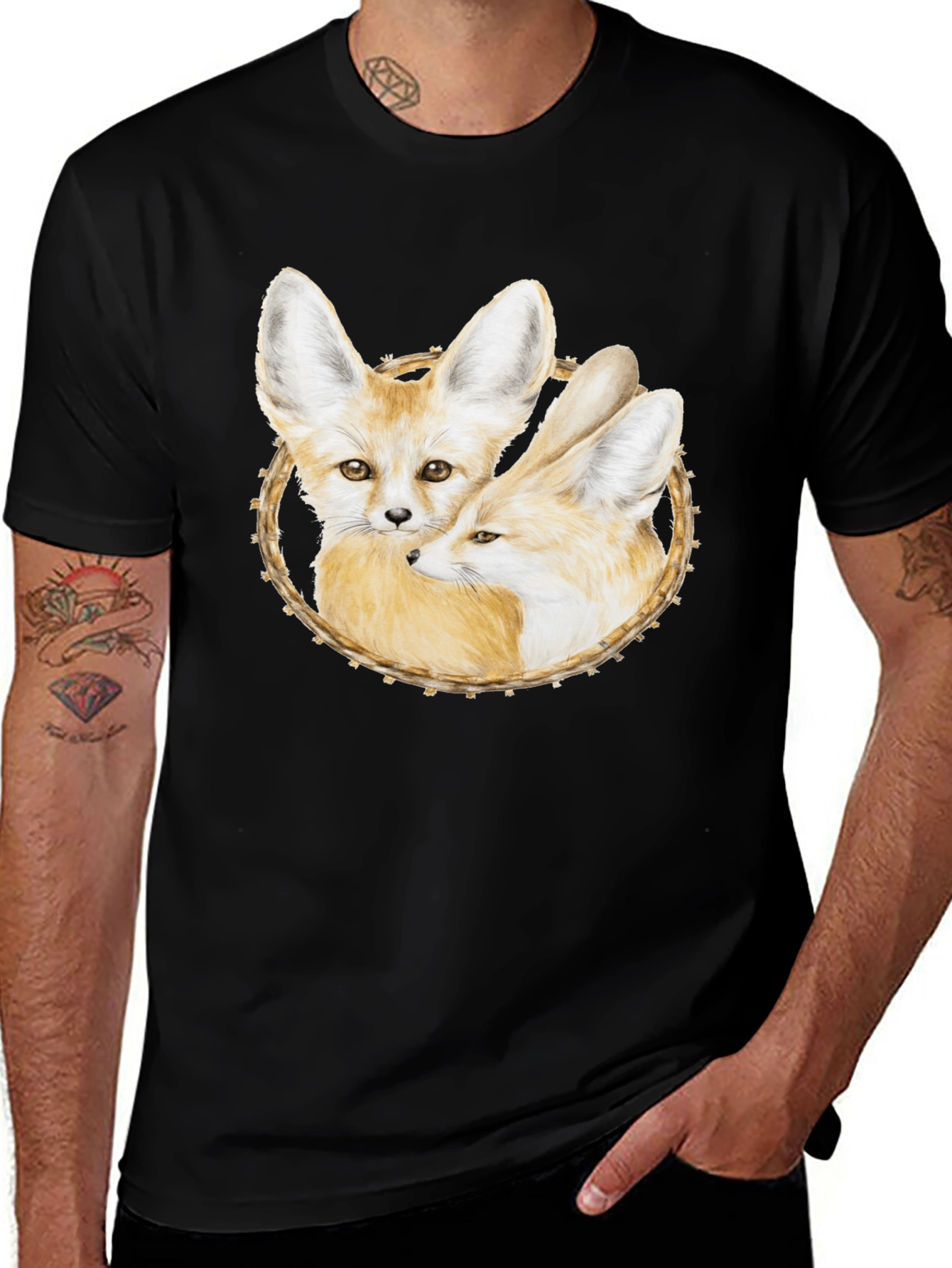 Variant 28 of Fennec Fox Graphic Tee - Black