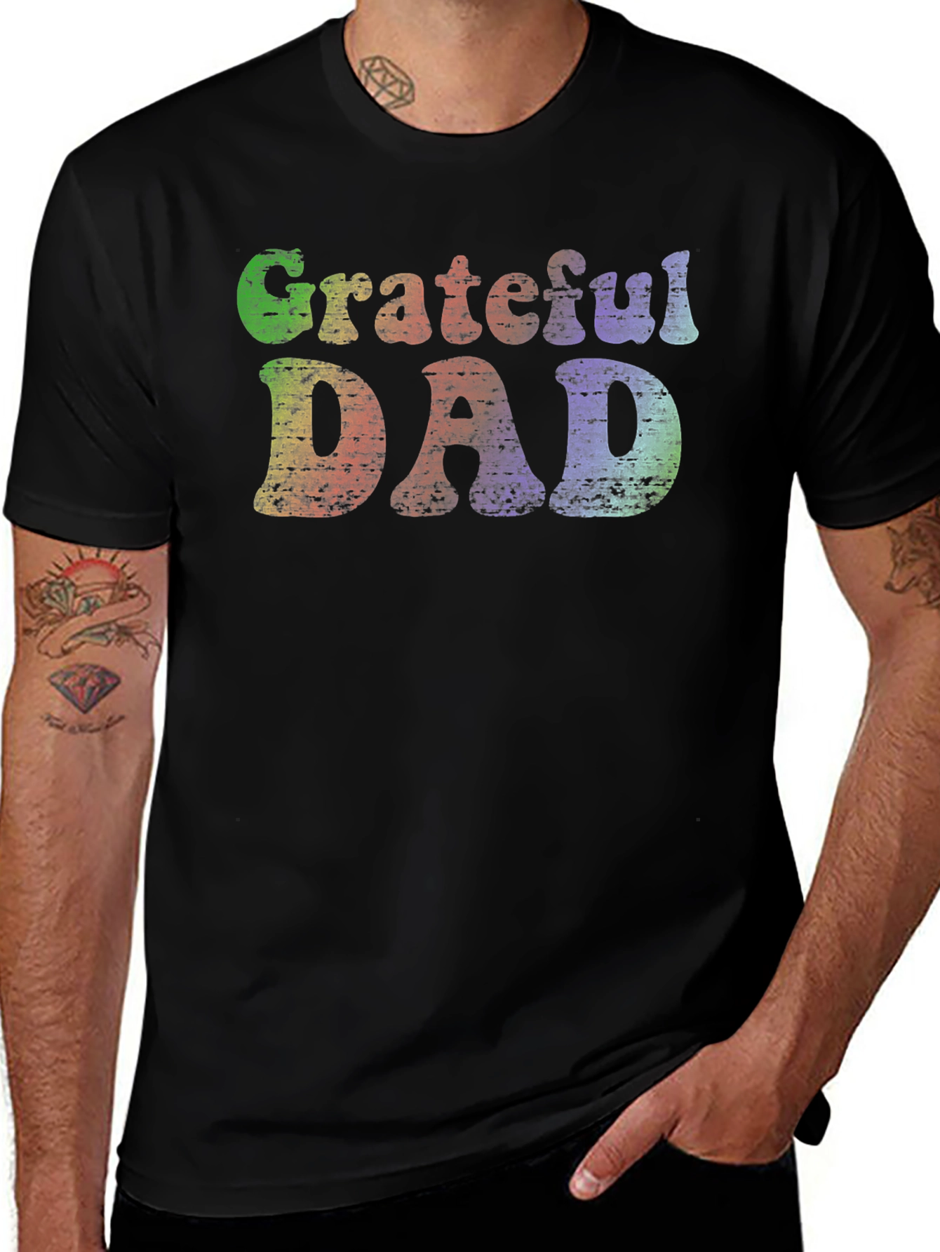 Grateful Dad Retro T-Shirt - Colorful Father's Day Tee