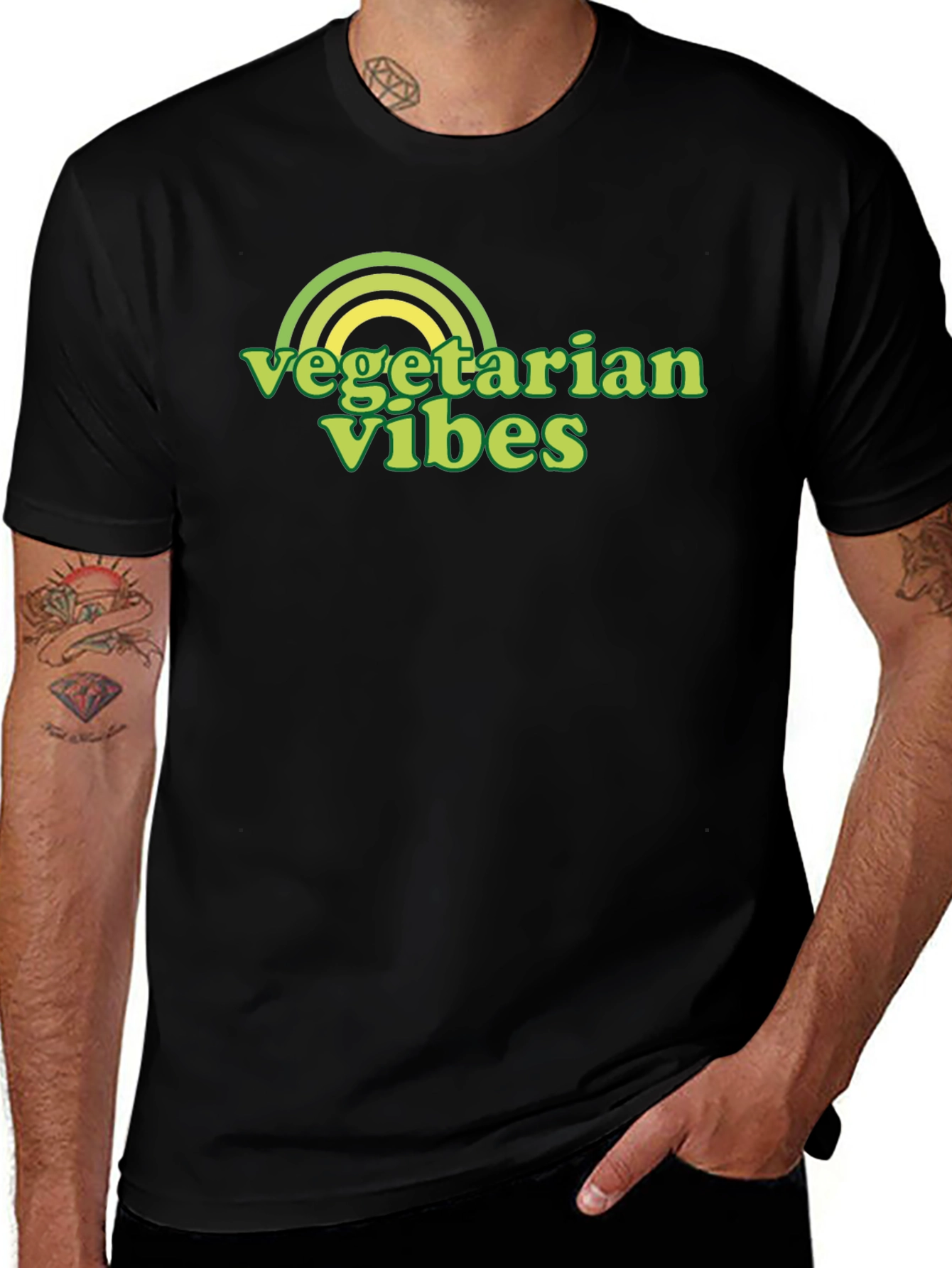 Variant 15 of Vegetarian Vibes Graphic Tee - Black