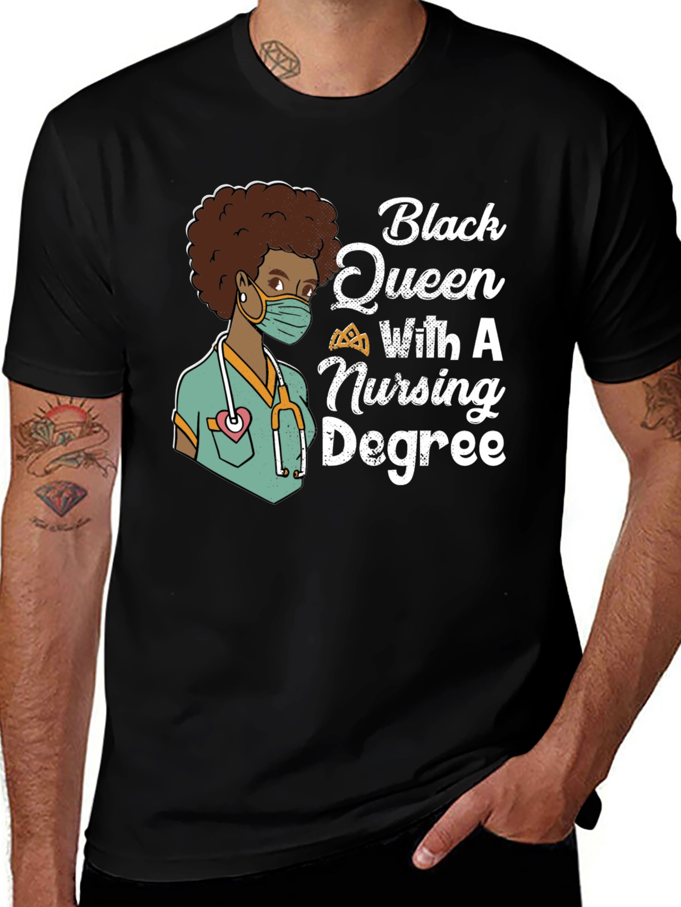 Variant 13 of Black Queen Nurse T-Shirt - Nursing Degree Tee