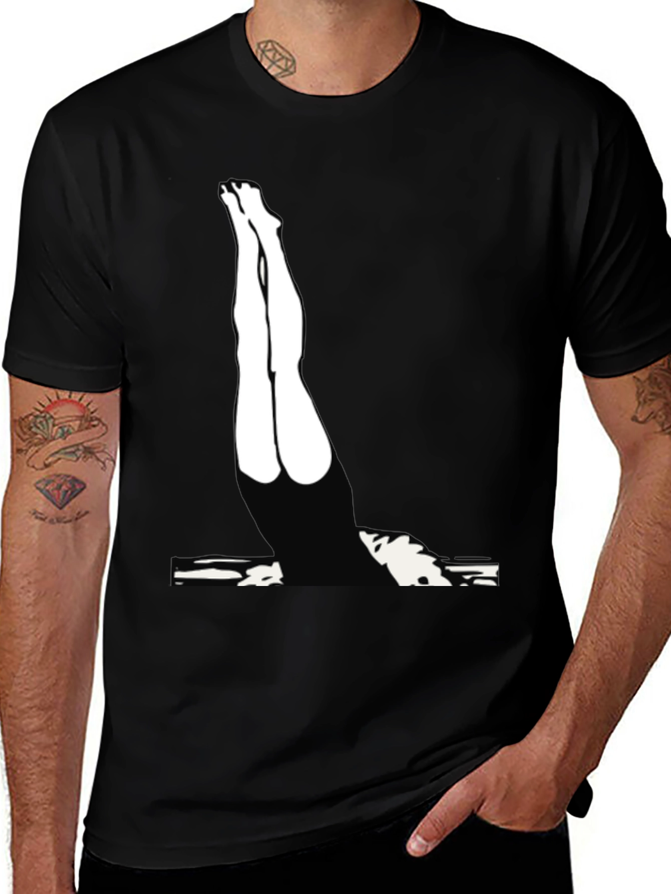 Variant 18 of Diver Silhouette Graphic Tee - Black Cotton Blend
