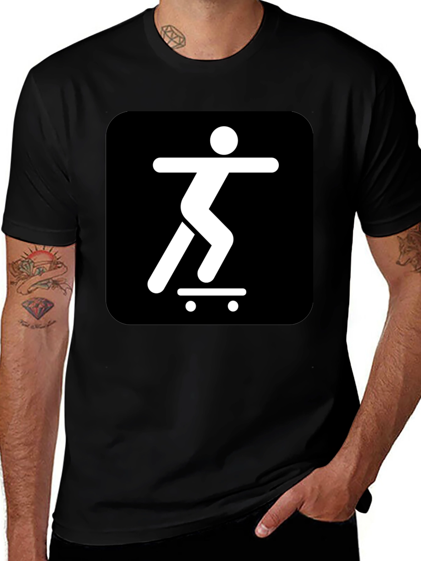 Variant 12 of Skater Icon Graphic Tee - Cool Black T-Shirt