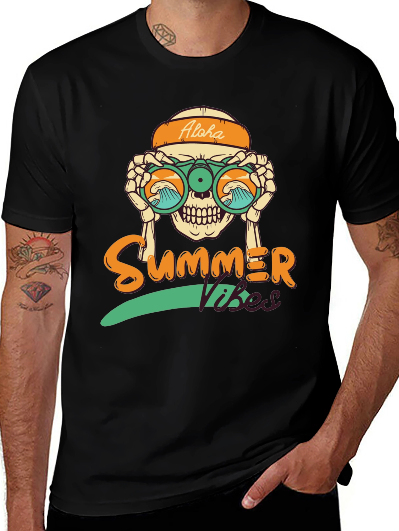 Variant 2 of Aloha Summer Vibes Skeleton T-Shirt