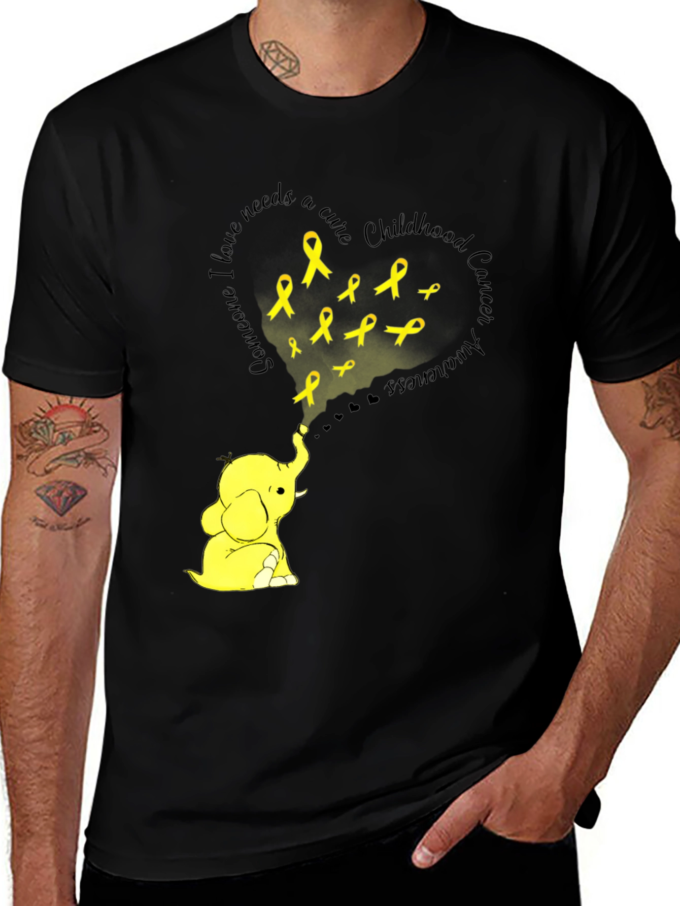 Childhood Cancer Awareness T-Shirt Yellow Elephant