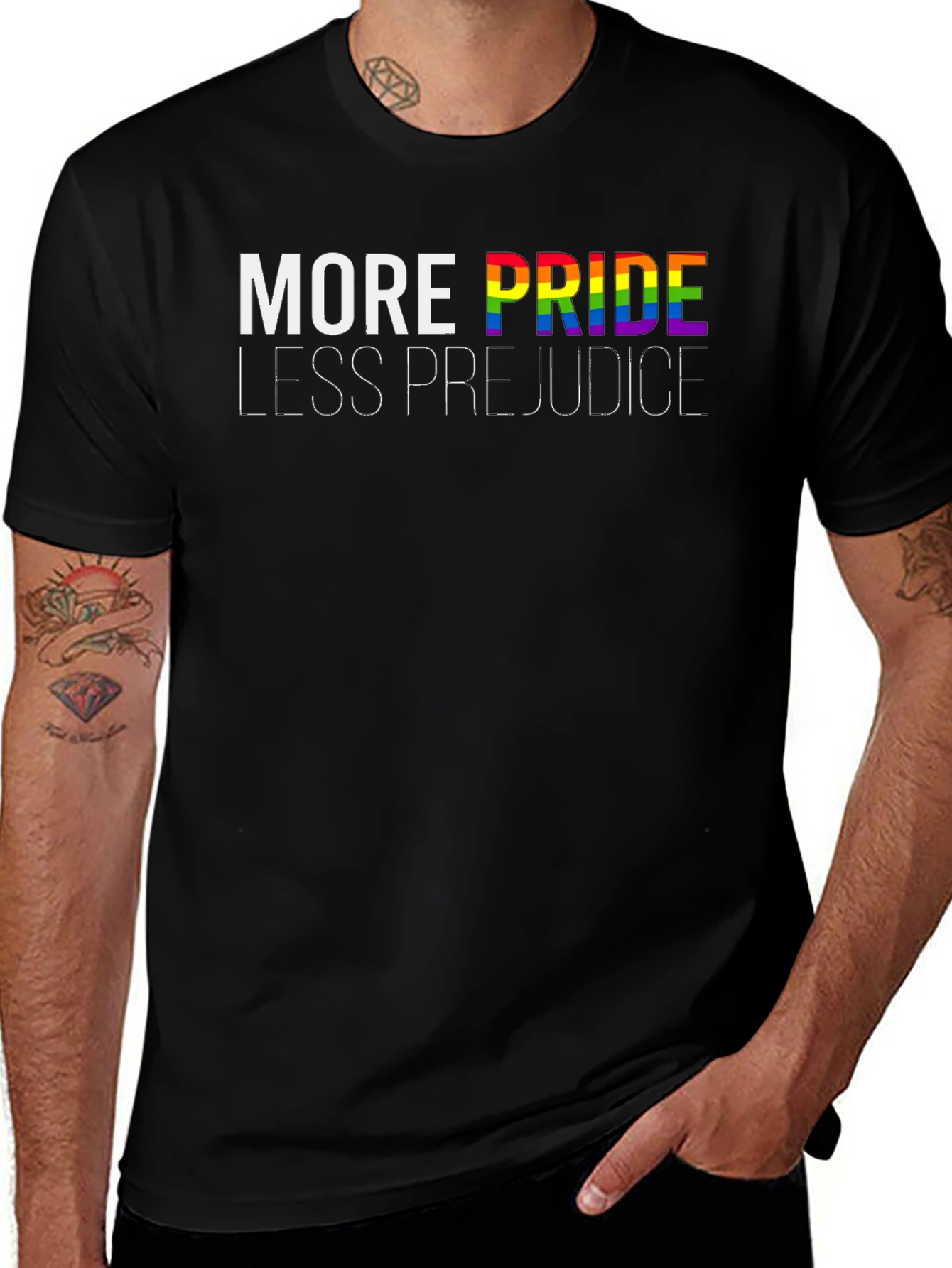 Pride T-Shirt: More Pride, Less Prejudice LGBT Tee