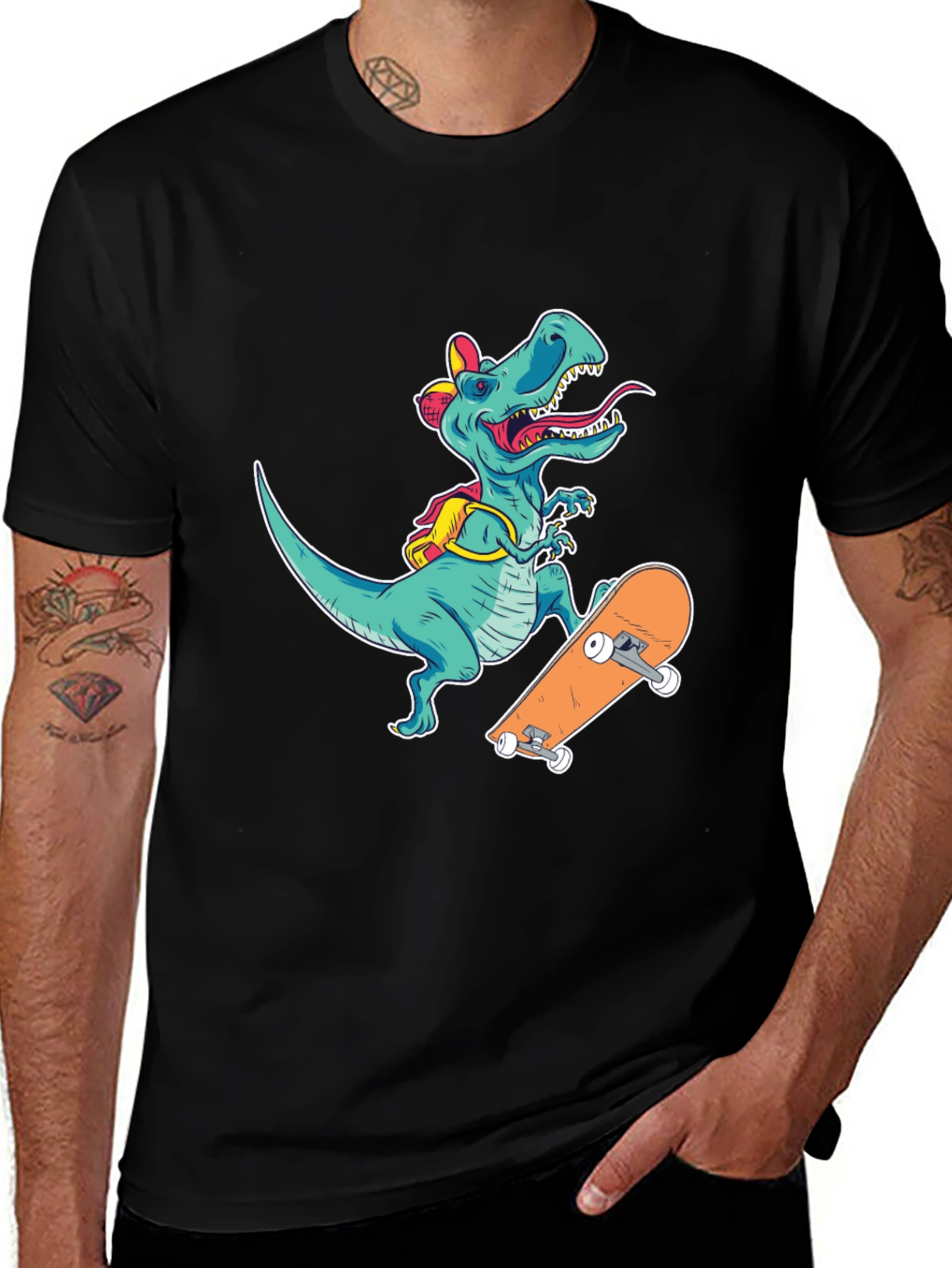 Variant 21 of Dino Skateboard T-Shirt - Rad Dinosaur Tee