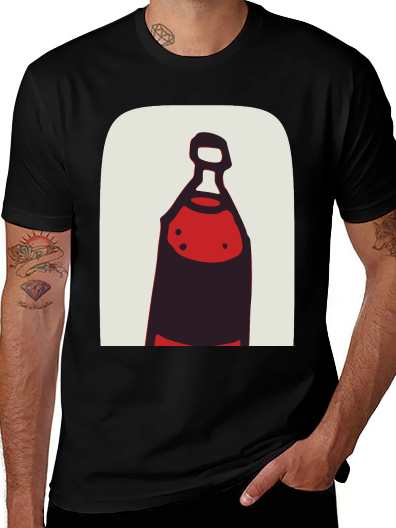 Variant 14 of Abstract Bottle Graphic Tee - Stylish Black T-Shirt