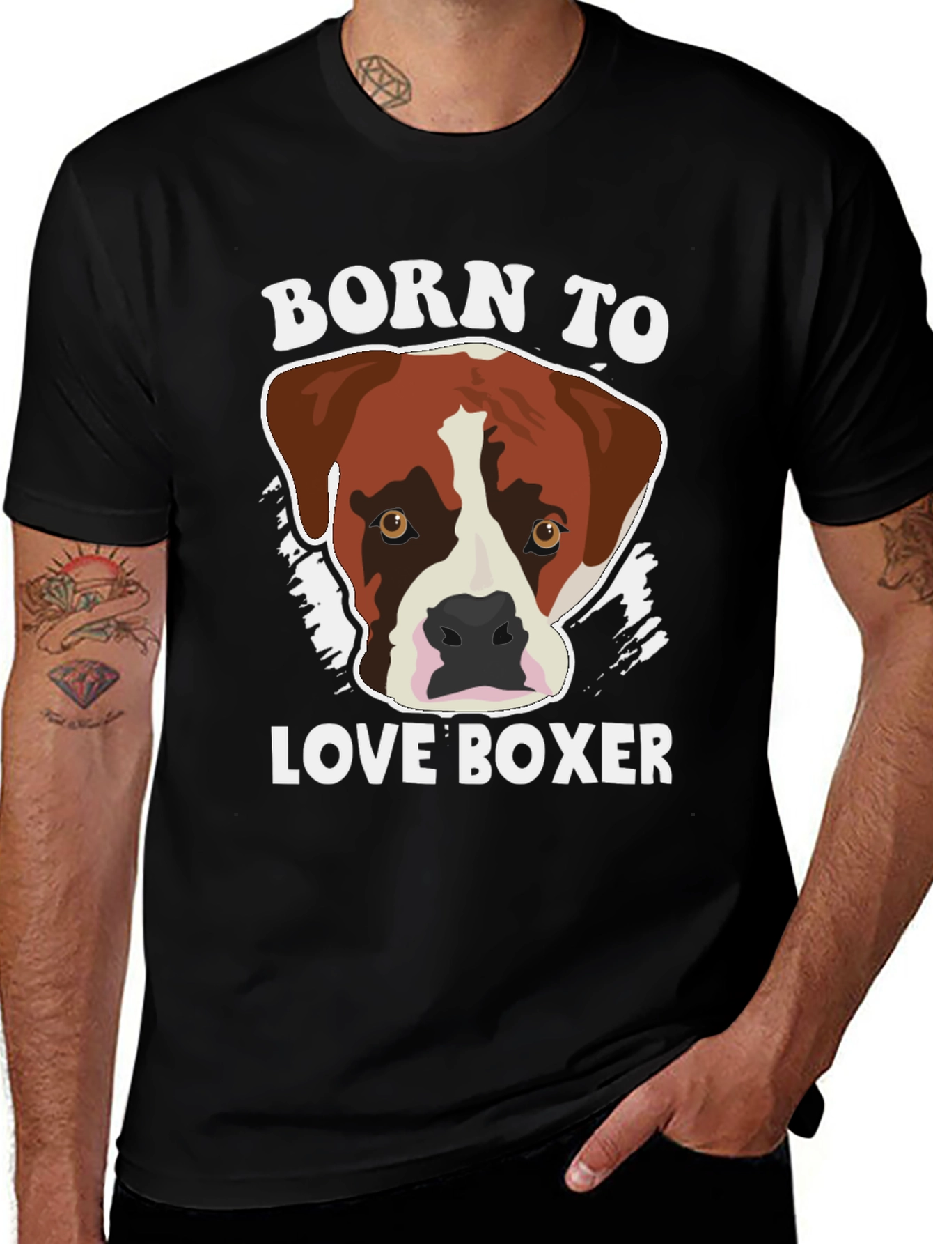 Variant 4 of Born To Love Boxer Dog Graphic T-Shirt
