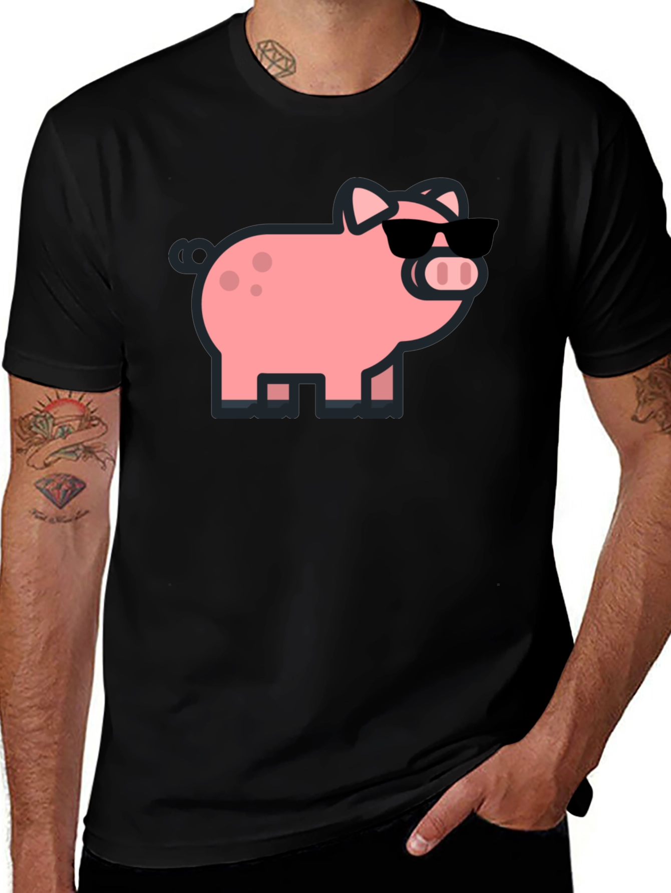 Variant 26 of Cool Pig Graphic Tee - Black Cotton T-Shirt