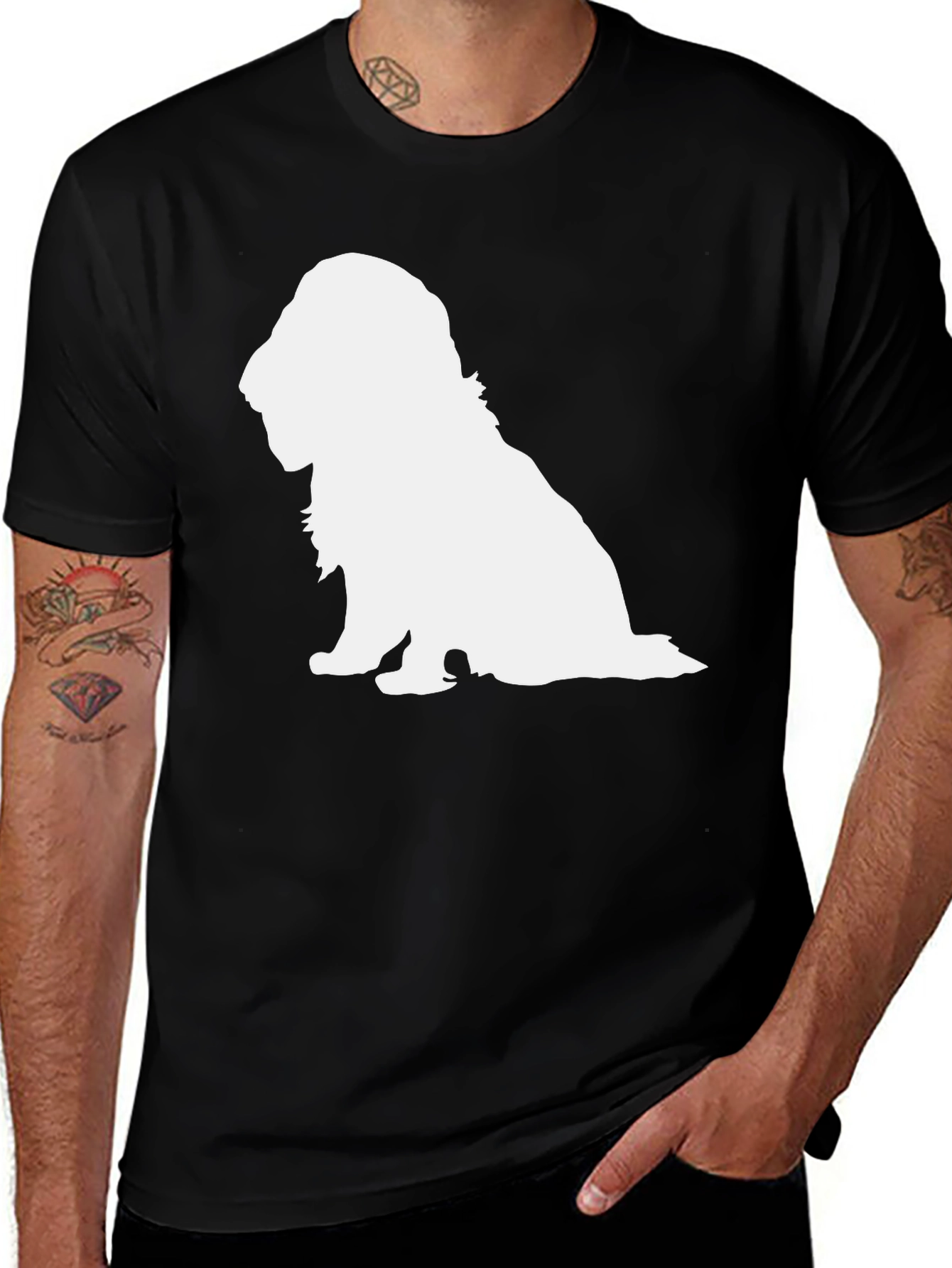 Variant 7 of Dog Silhouette Black T-Shirt