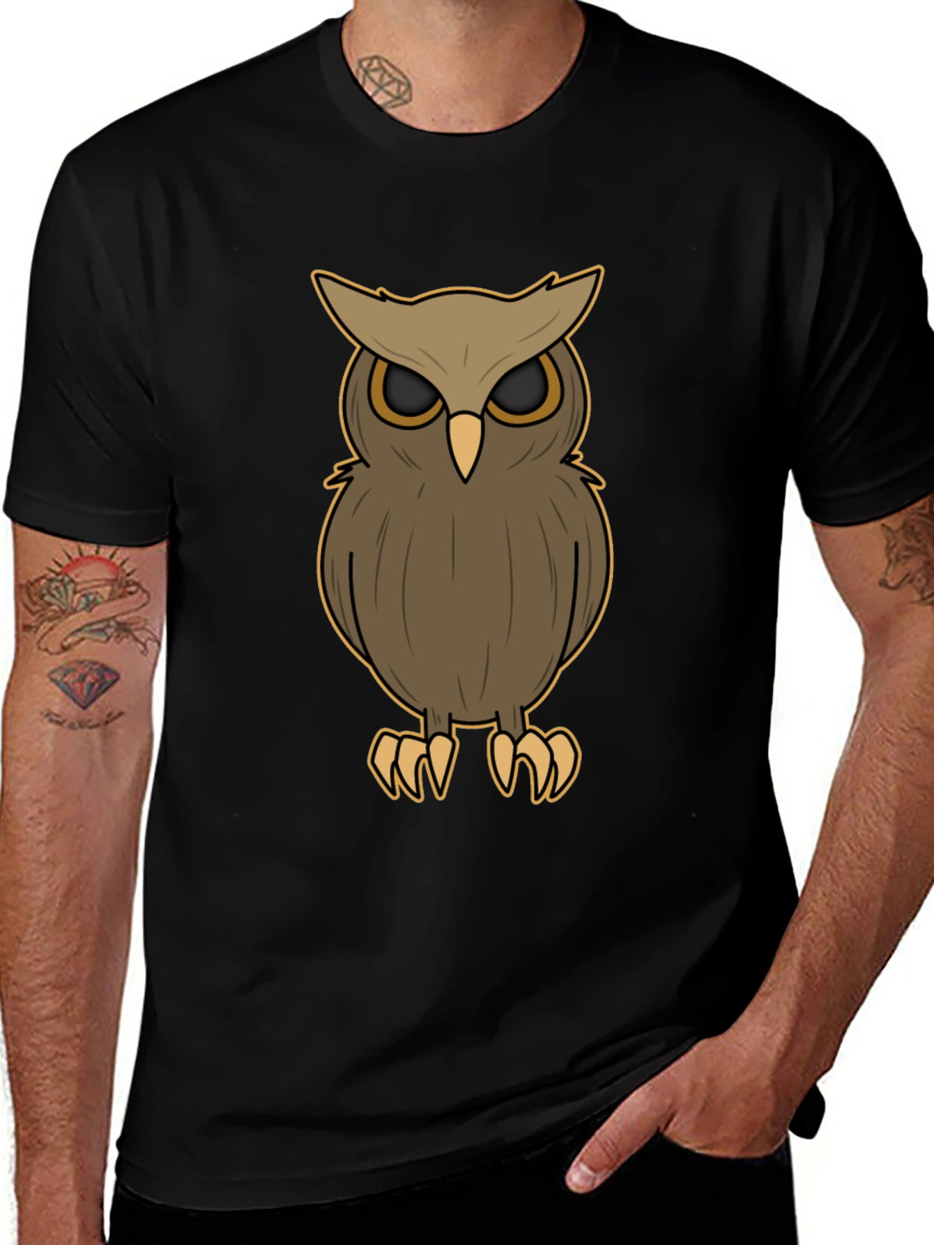 Variant 16 of Owl Graphic Print Black T-Shirt