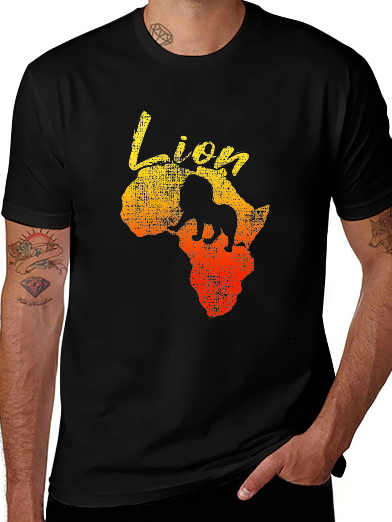 Variant 23 of Lion Africa Graphic Print Men's Black T-Shirt
