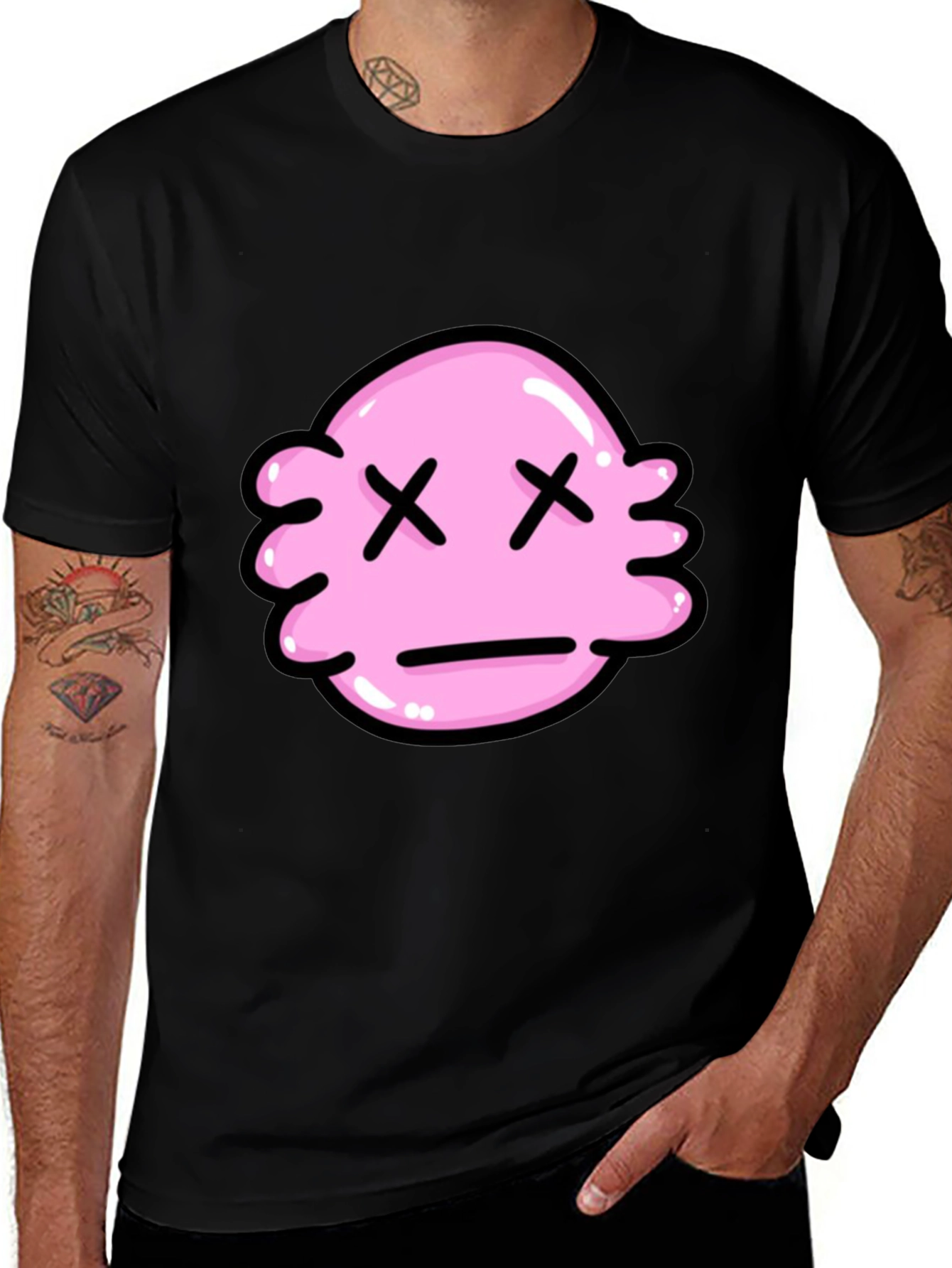 Variant 6 of Pink Dead Emoji Black T-Shirt - Unique Graphic Tee