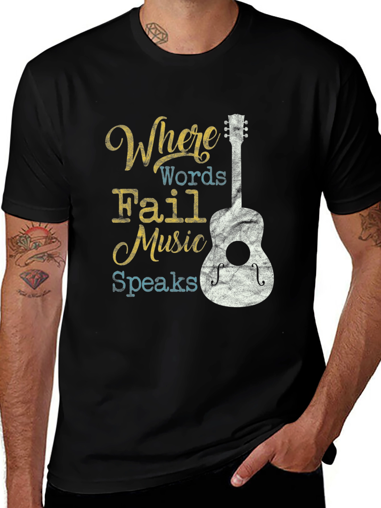Variant 6 of Where Words Fail Music Speaks T-Shirt