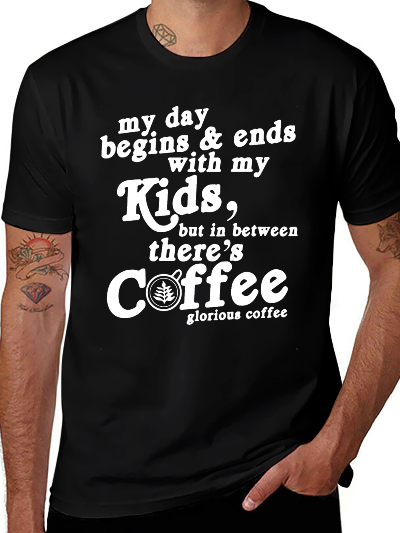 Variant 18 of My Day Begins & Ends With Kids Coffee T-Shirt