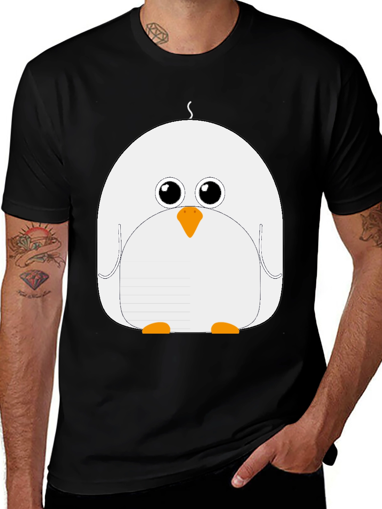 Variant 15 of Cute Cartoon Penguin Black T-Shirt