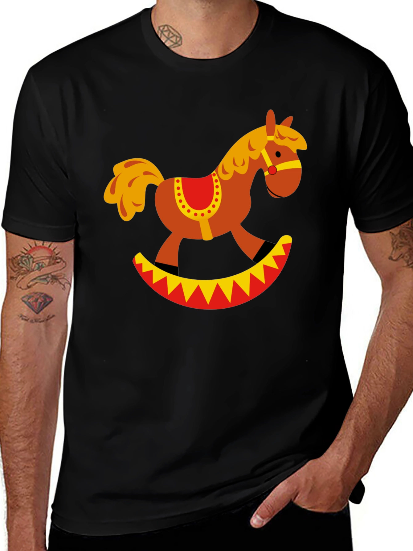 Variant 9 of Rocking Horse Graphic Tee - Black Cotton Comfort