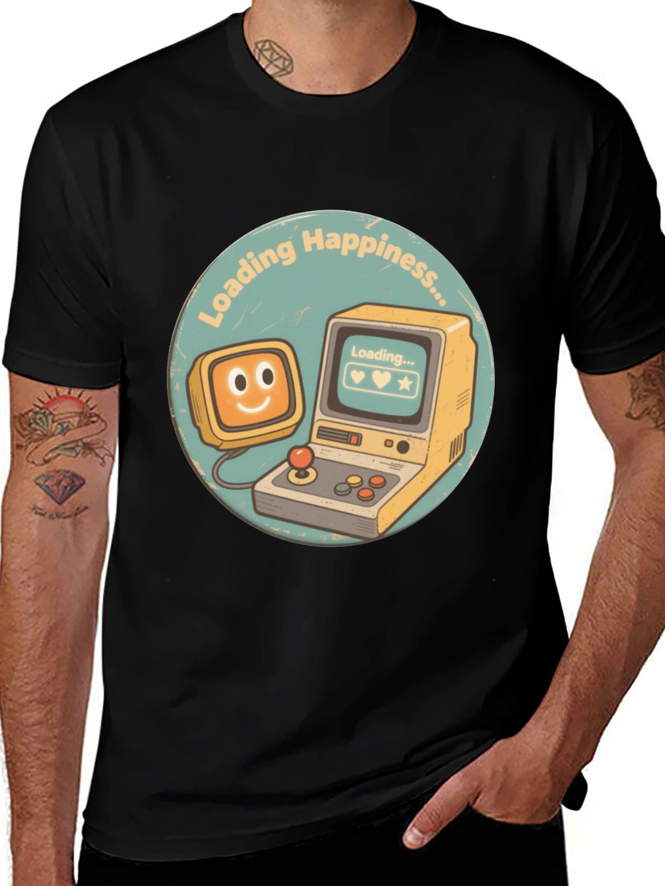 Variant 4 of Loading Happiness T-Shirt - Retro Gamer Style
