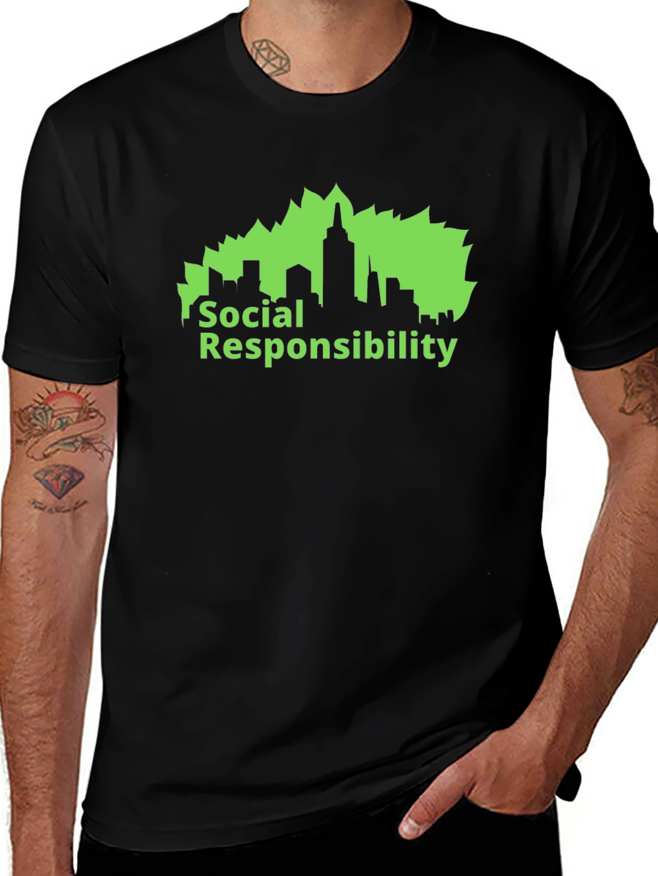 Variant 23 of Social Responsibility Graphic Tee - Black Cotton Blend