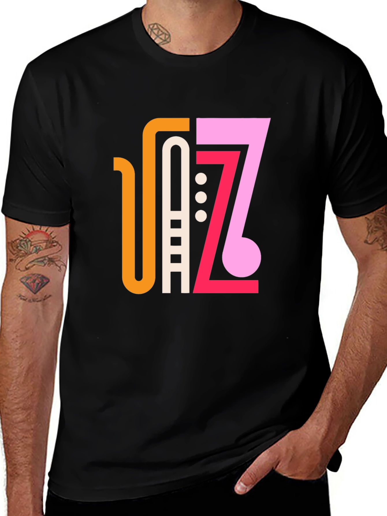 Variant 22 of Stylish Jazz Graphic Black T-Shirt