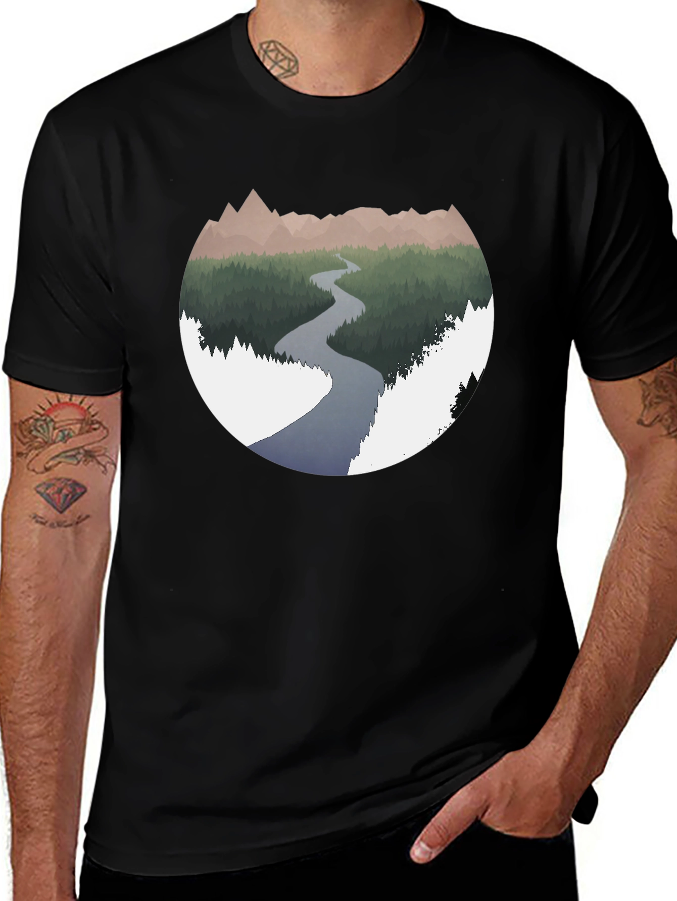 Variant 26 of Mountain River Graphic T-Shirt