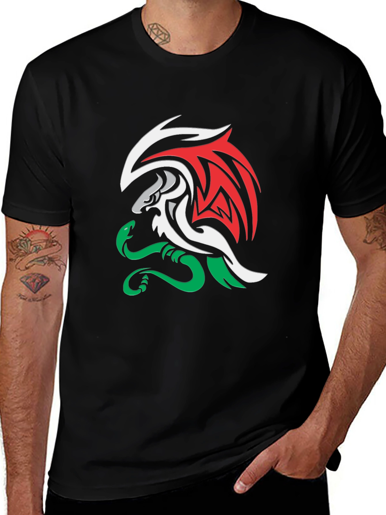 Black Dragon & Snake Graphic T-Shirt - Black main image