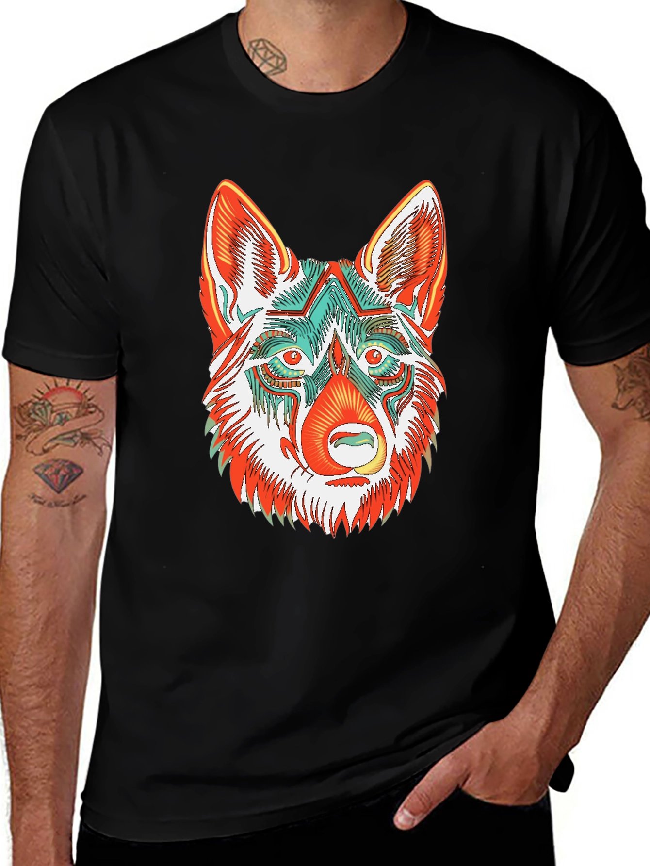 Variant 5 of Wolf Graphic Print Men's T-Shirt