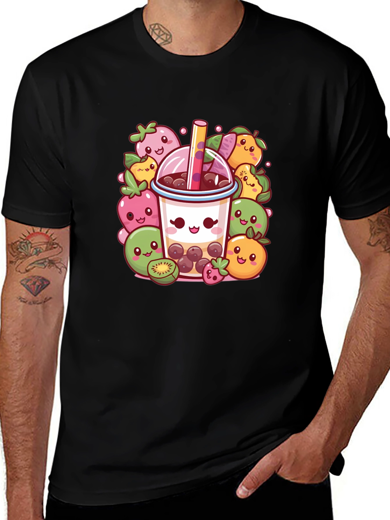 Variant 13 of Kawaii Boba Tea T-Shirt - Cute Fruit Design