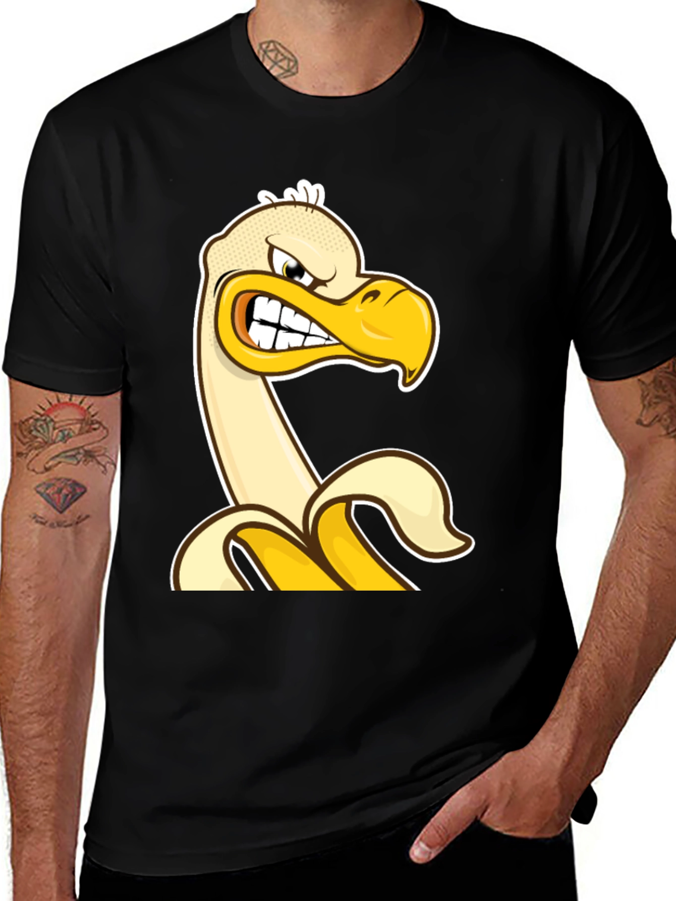 Angry Banana Duck T-Shirt - Quirky Cartoon Tee