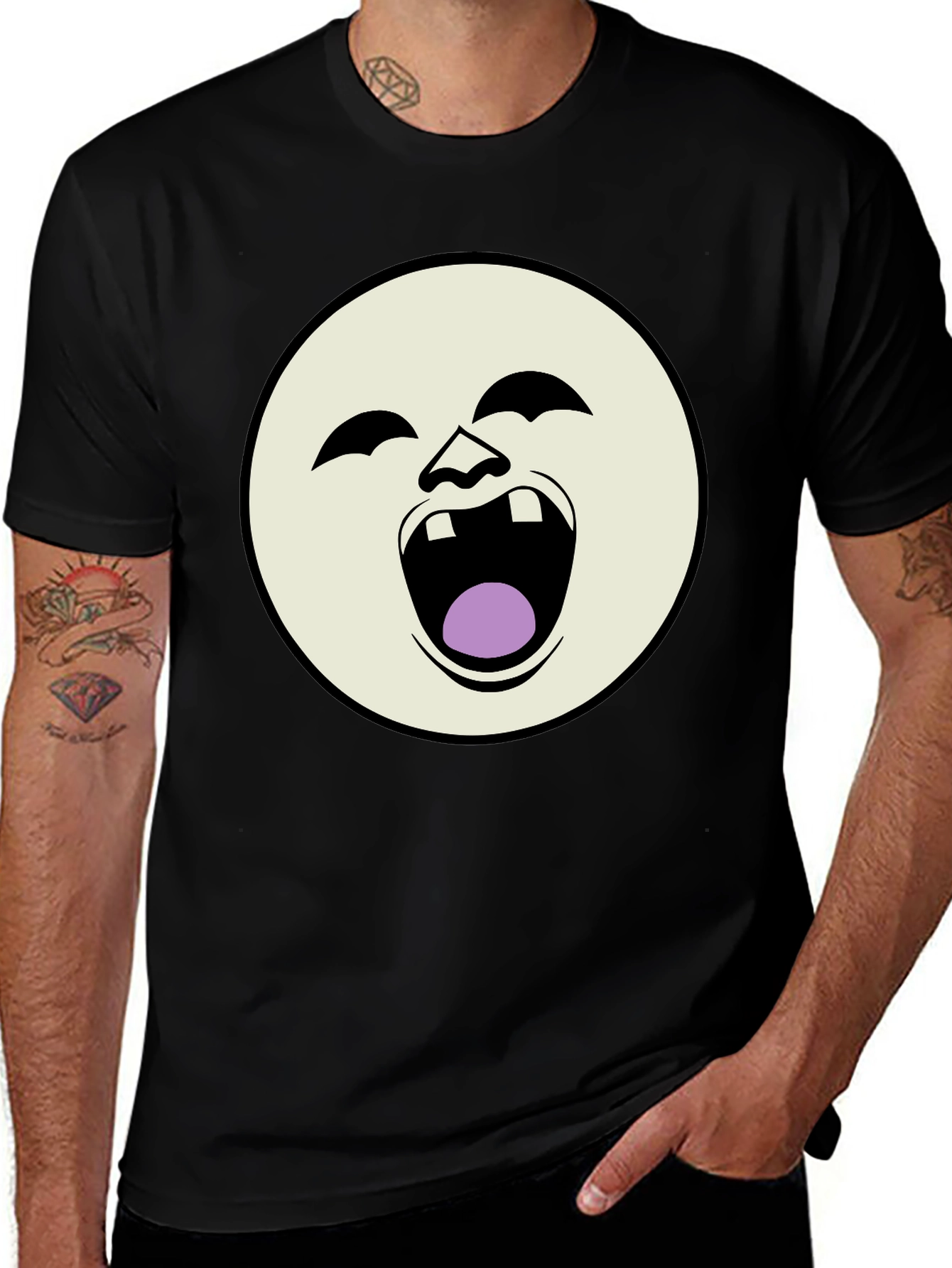Variant 13 of Laughing Face Graphic Black T-Shirt