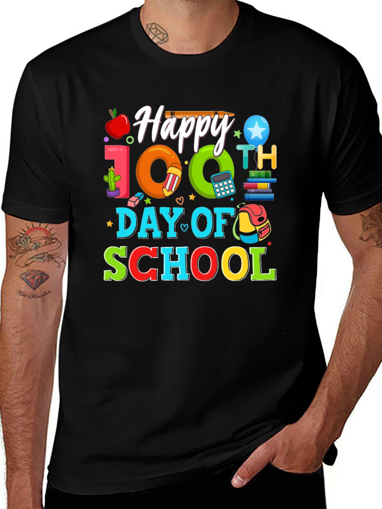 Happy 100th Day of School Black T-Shirt