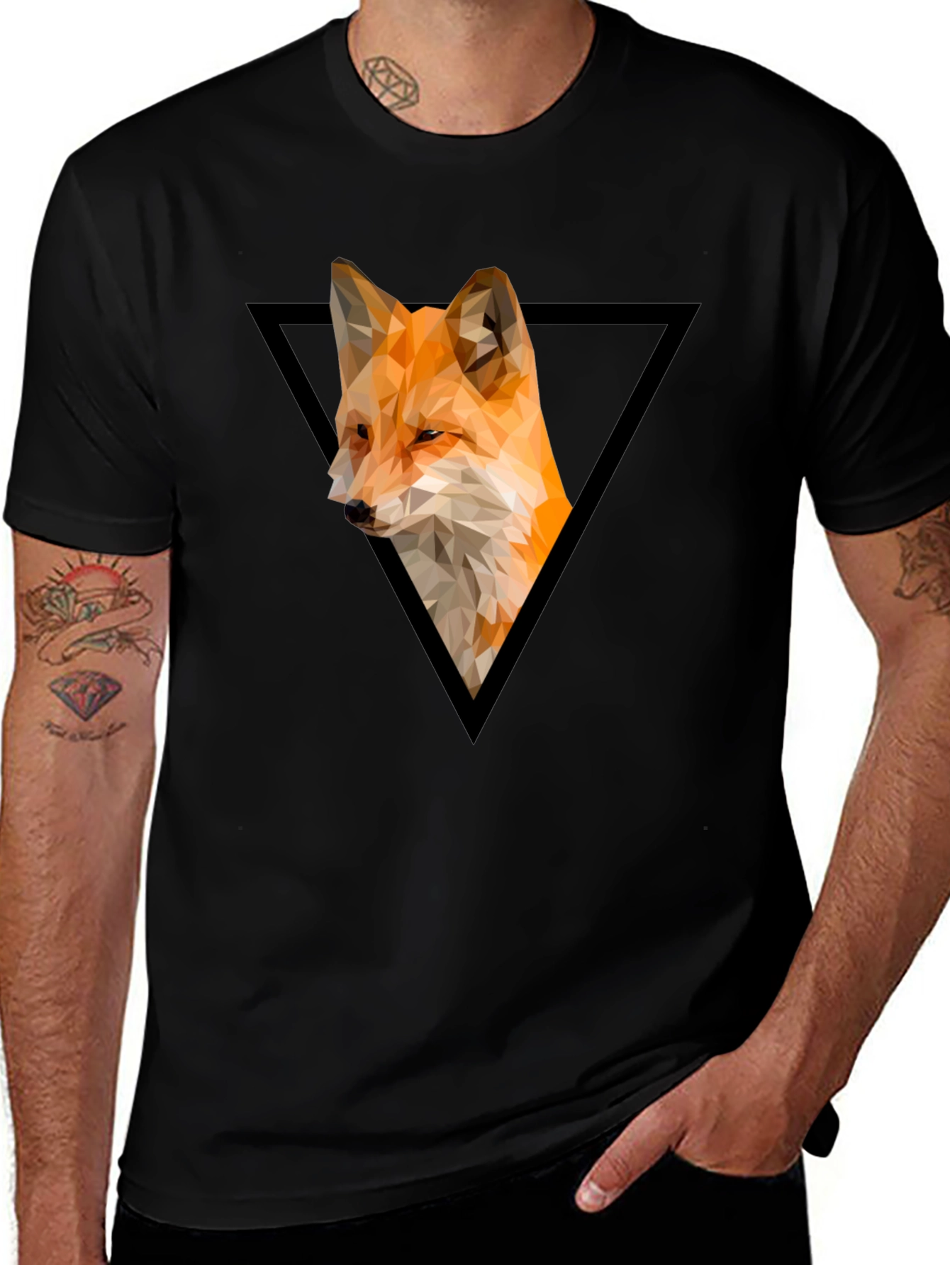 Variant 27 of Geometric Fox Graphic Tee - Modern Triangle Design