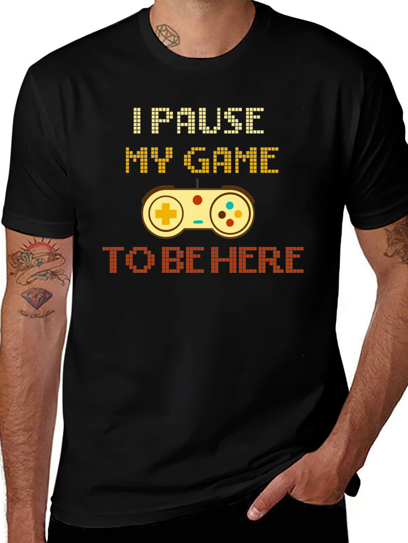 Black I Pause My Game To Be Here Gamer T-Shirt main image