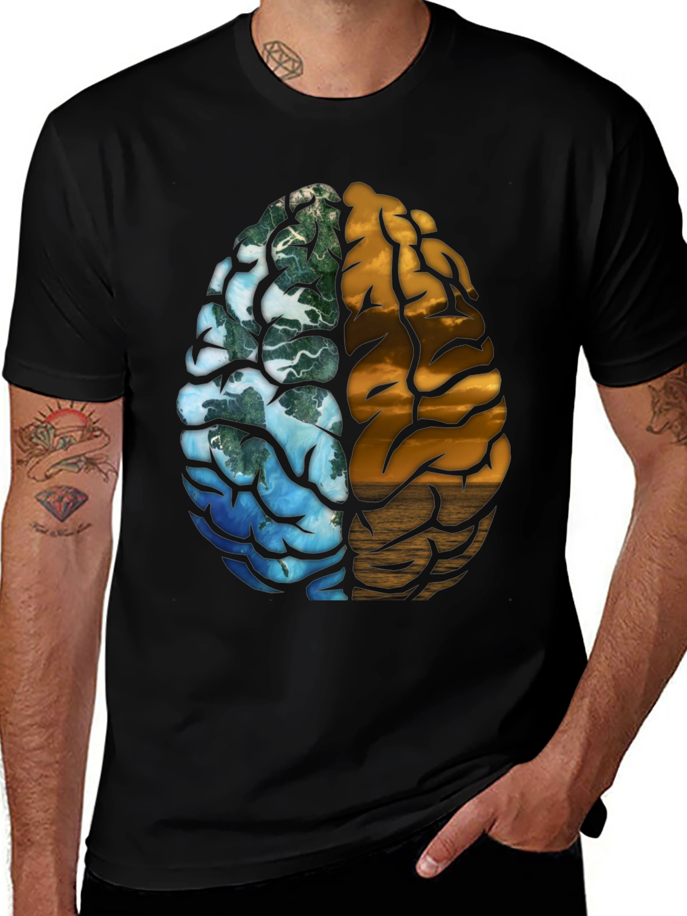 Variant 10 of Brain Hemisphere Graphic Tee - Think Differently!