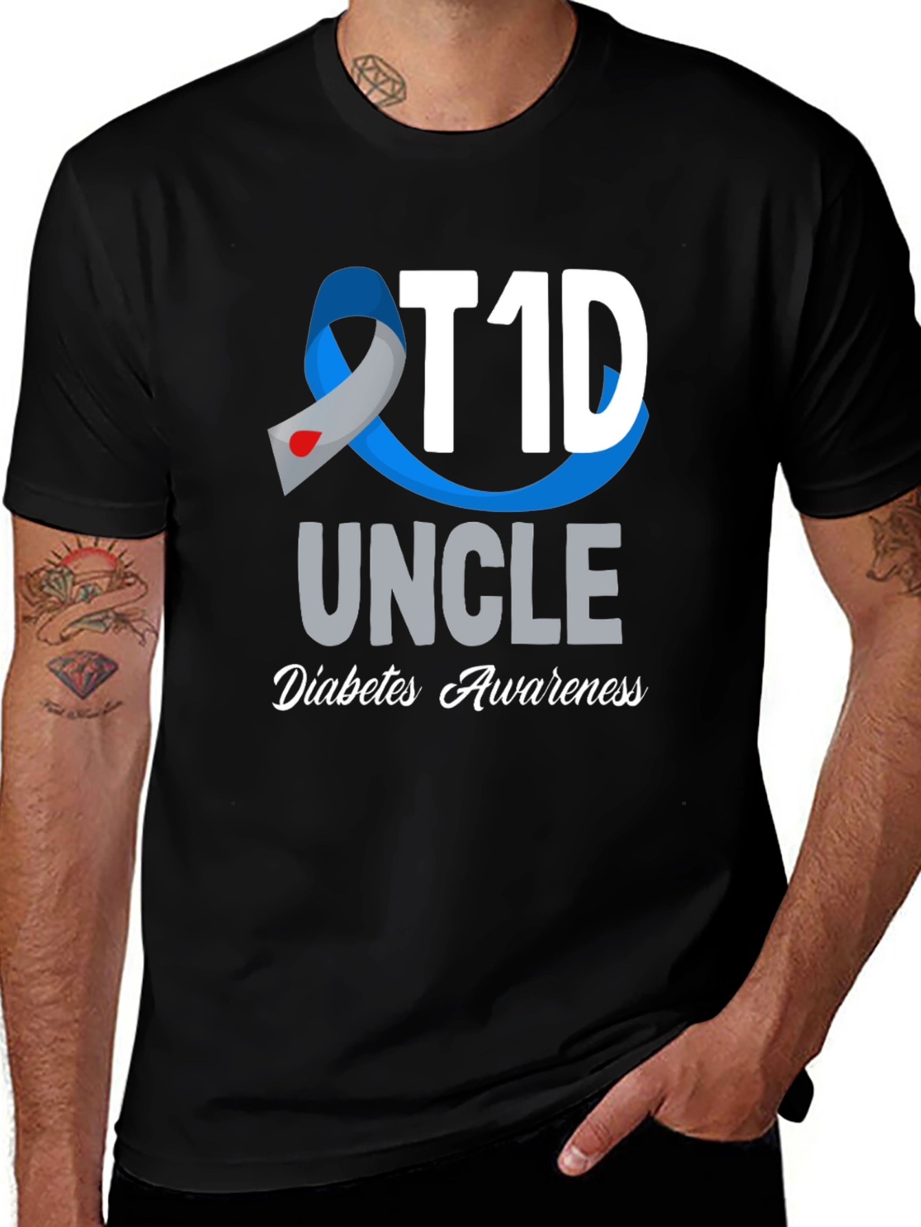 Variant 18 of T1D Uncle Diabetes Awareness T-Shirt