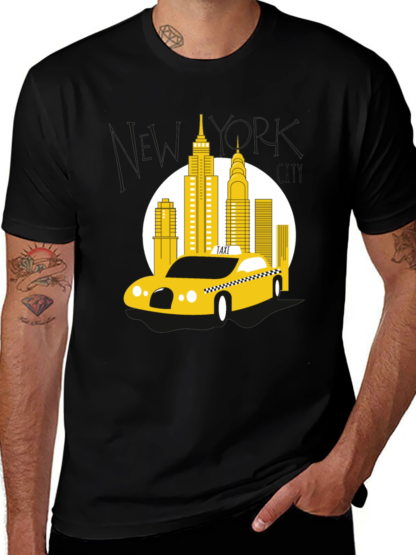 Black NYC Taxi T-Shirt - Cityscape Graphic Tee main image