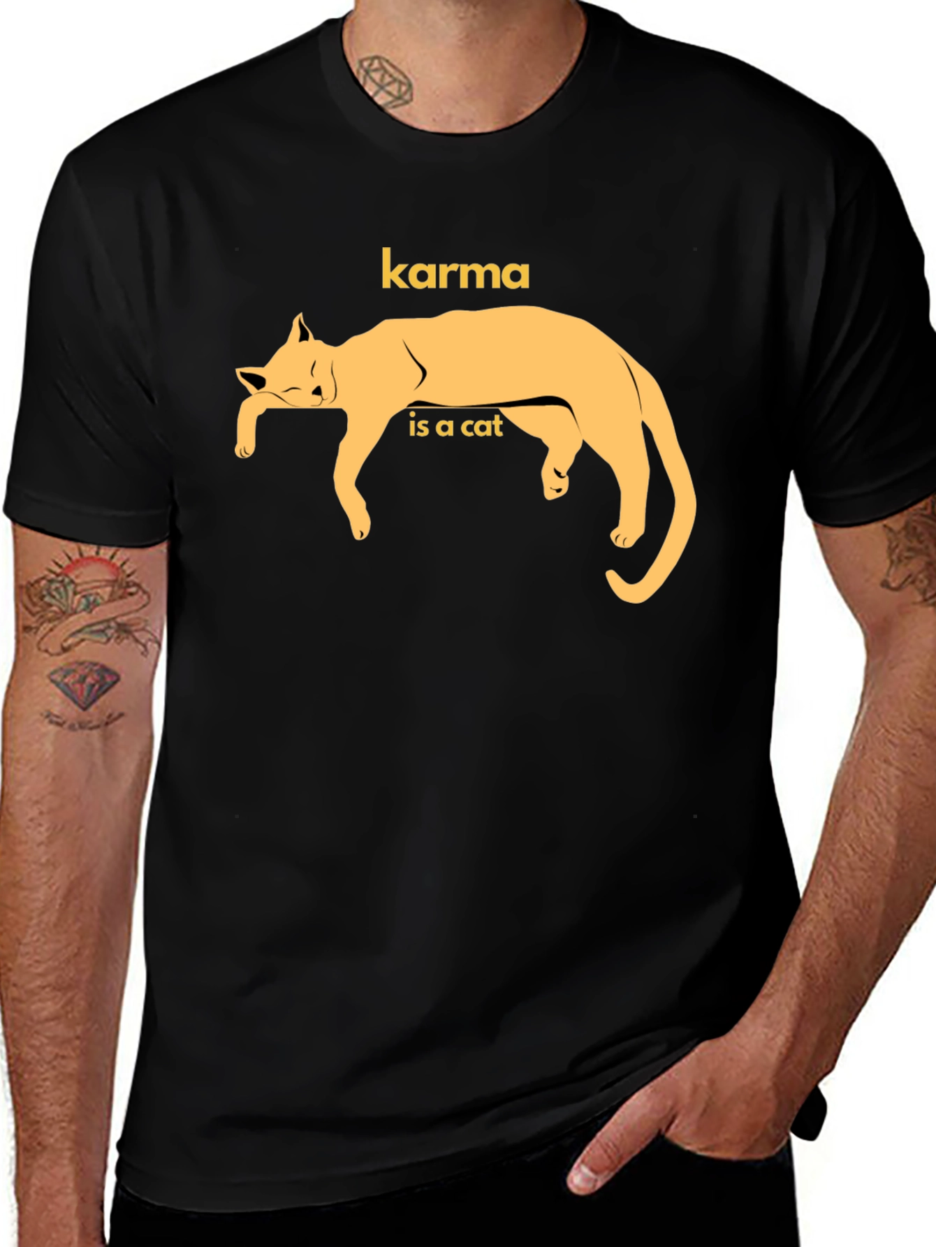 Variant 8 of Karma is a Cat Graphic T-Shirt