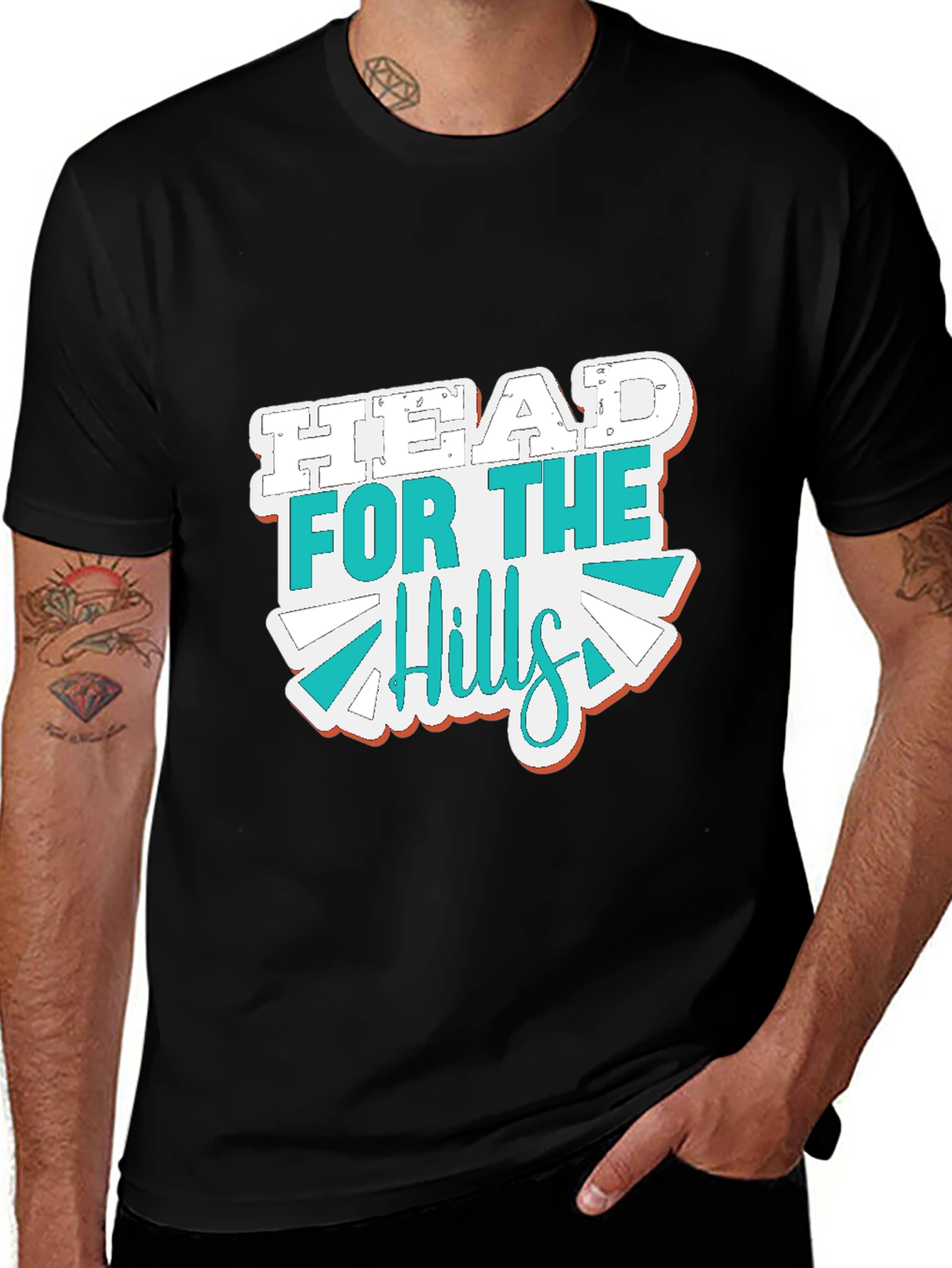 Variant 11 of Head for the Hills Graphic Tee - Black Cotton T-Shirt