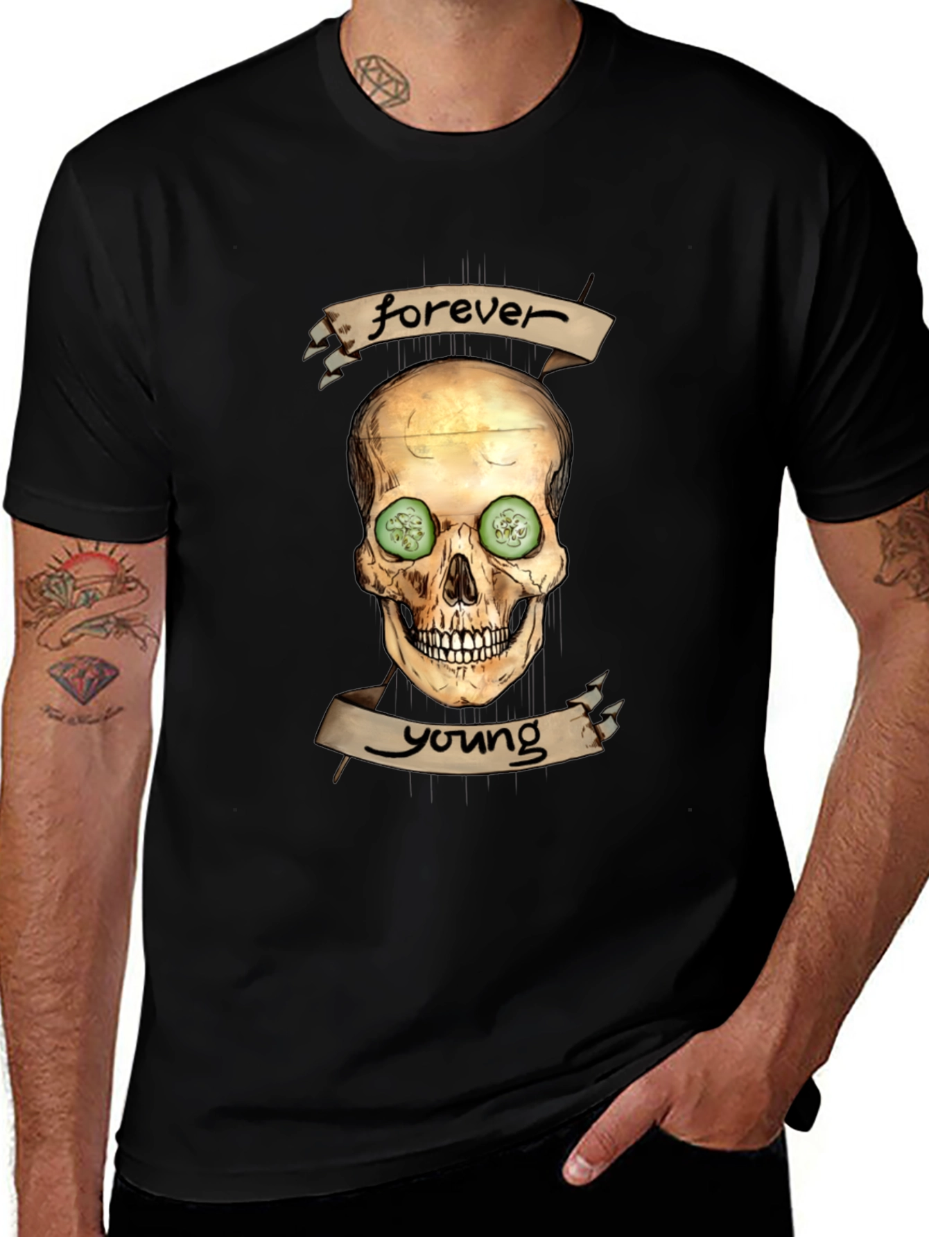 Variant 3 of Forever Young Skull Graphic Tee - Black