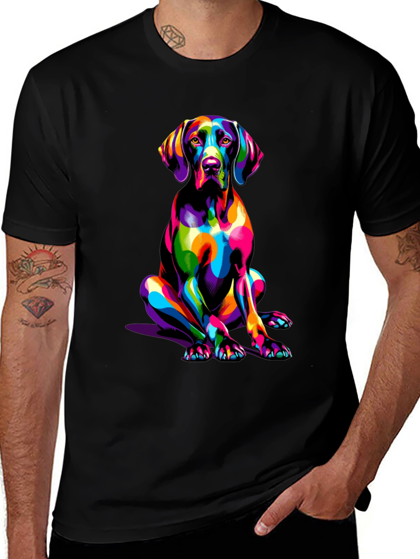 Variant 30 of Vibrant Dog Graphic T-Shirt - Unique Colorful Design