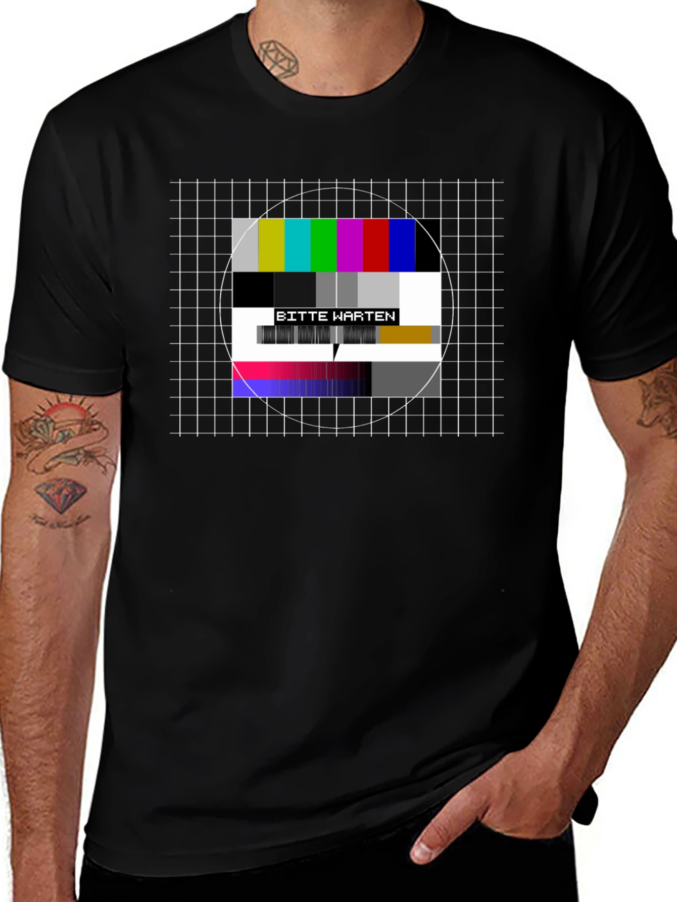 Variant 11 of Bitte Warten Black T-Shirt - Test Pattern Tee